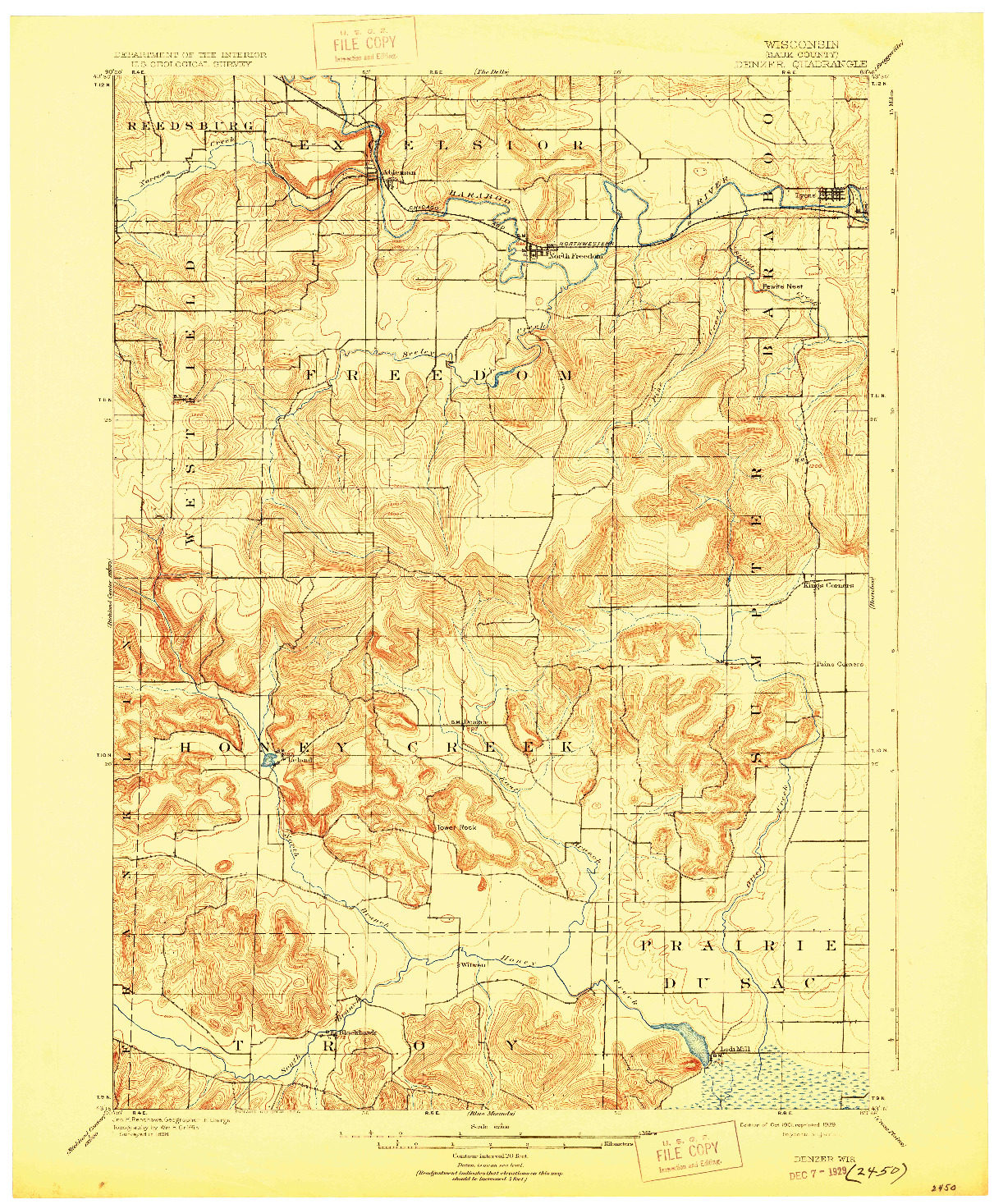 USGS 1:62500-SCALE QUADRANGLE FOR DENZER, WI 1901