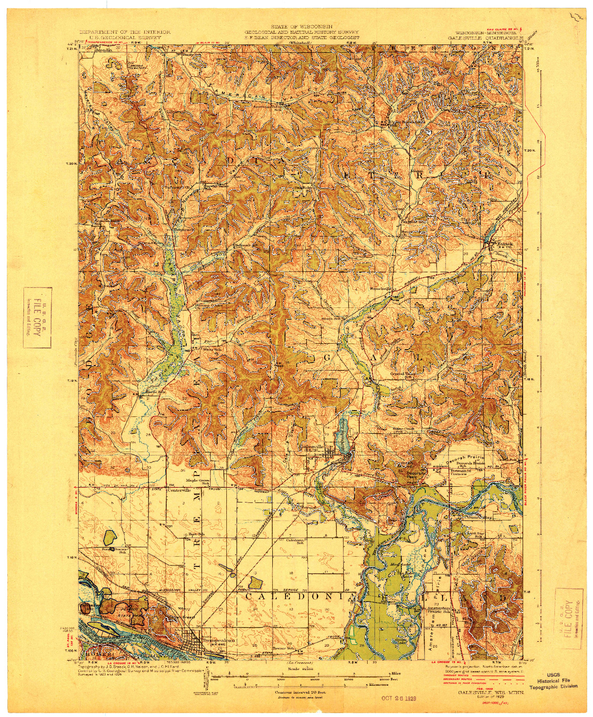USGS 1:62500-SCALE QUADRANGLE FOR GALESVILLE, WI 1929