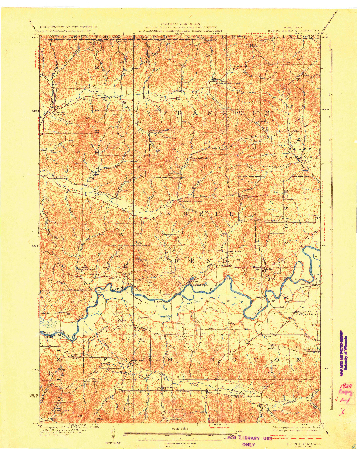 USGS 1:62500-SCALE QUADRANGLE FOR NORTH BEND, WI 1929