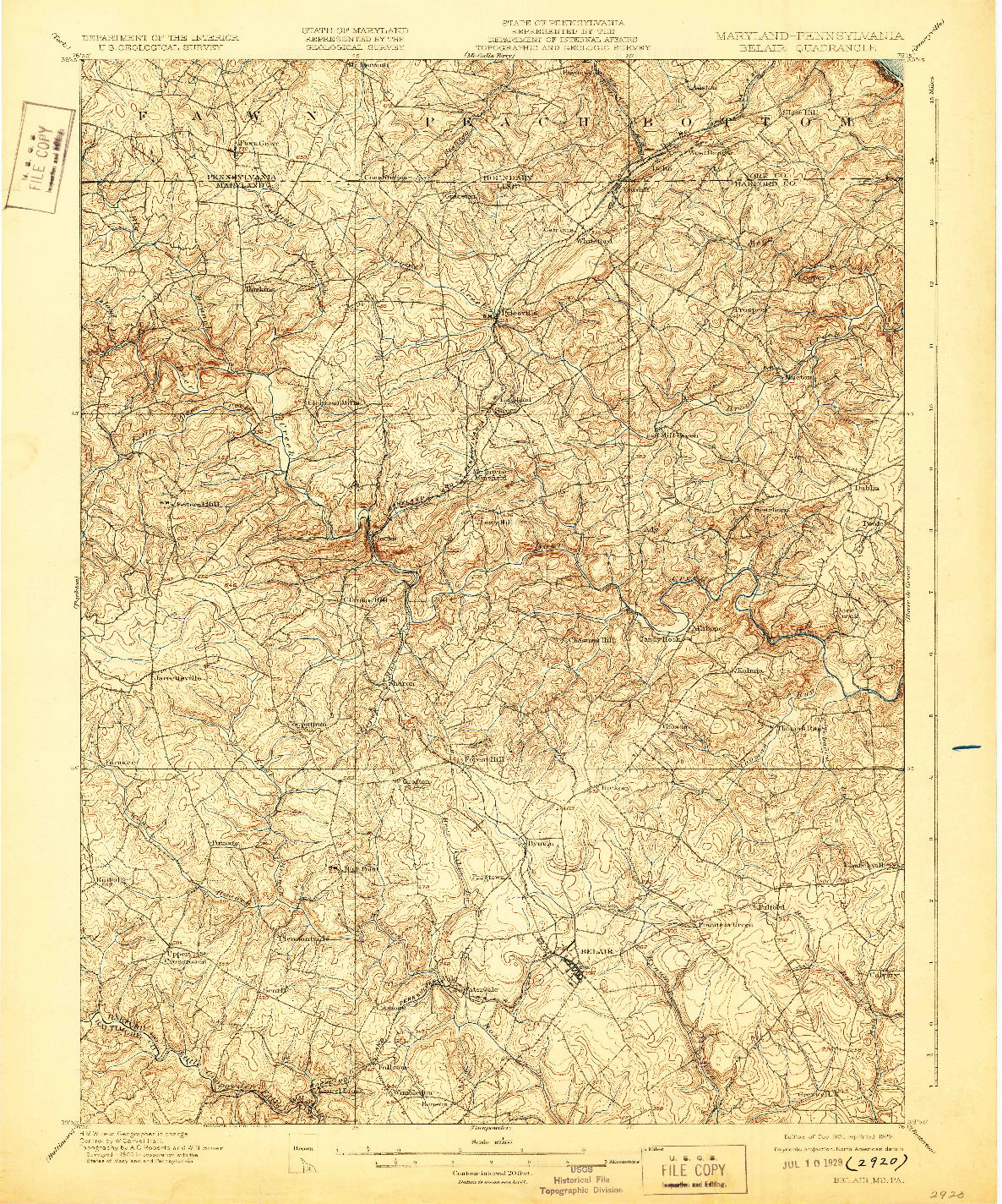 USGS 1:62500-SCALE QUADRANGLE FOR BELAIR, MD 1901