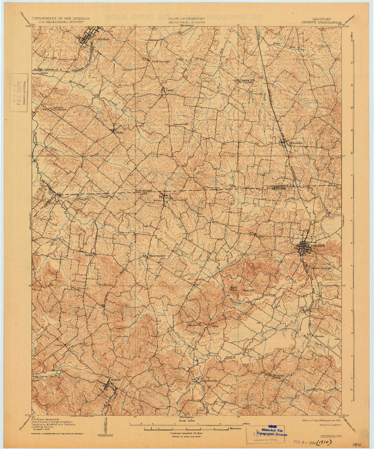 USGS 1:62500-SCALE QUADRANGLE FOR SEBREE, KY 1906