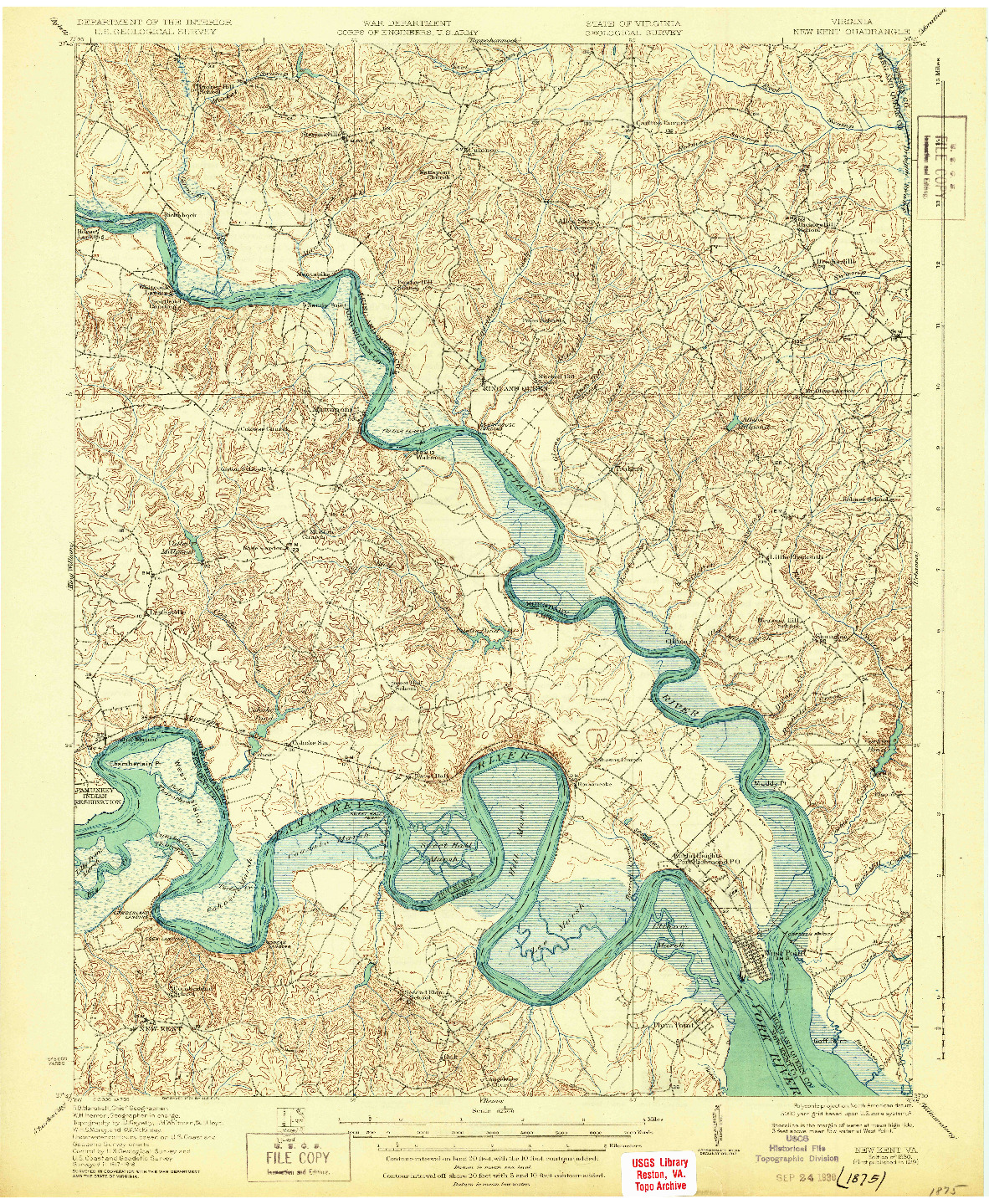 USGS 1:62500-SCALE QUADRANGLE FOR NEW KENT, VA 1919