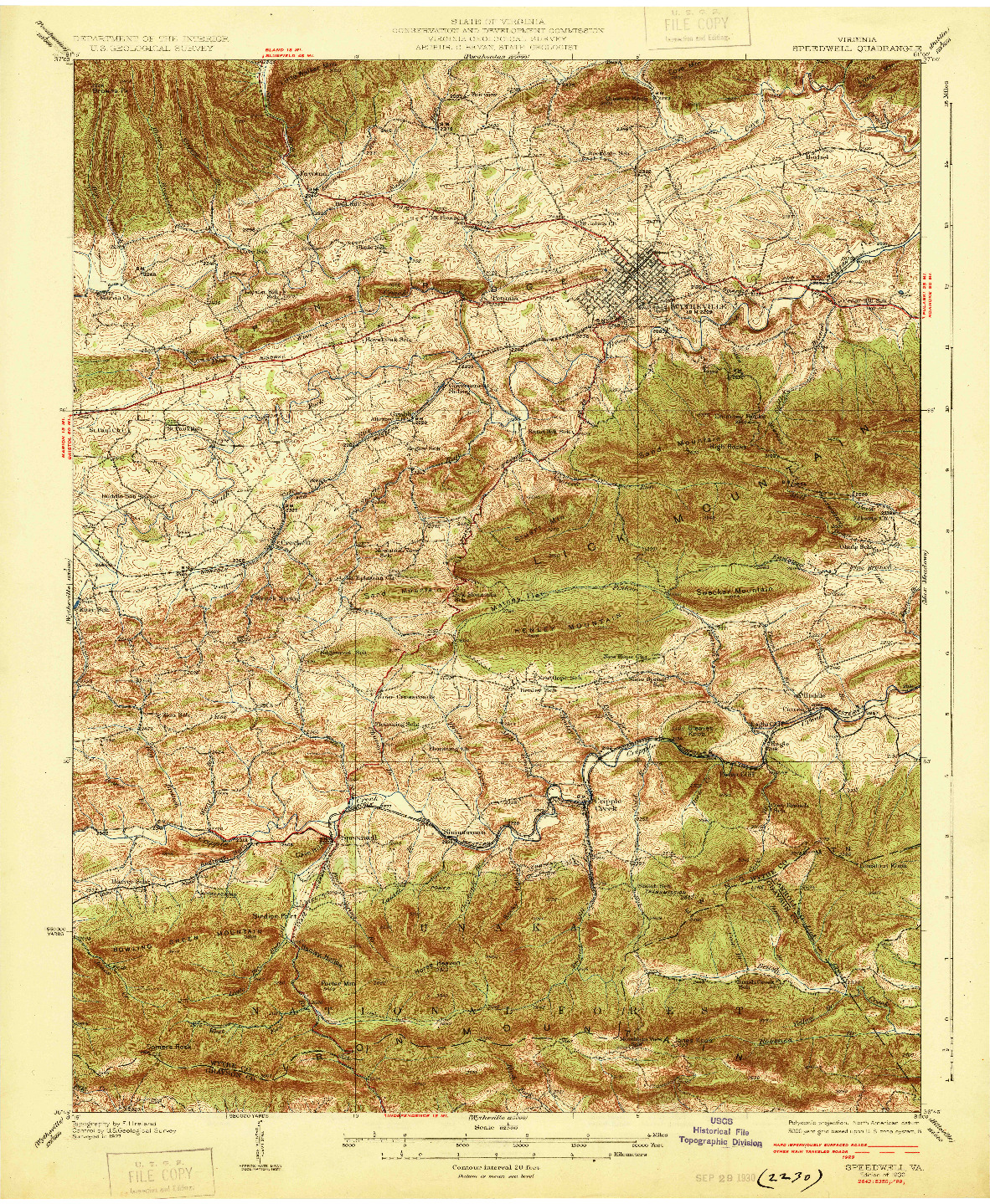 USGS 1:62500-SCALE QUADRANGLE FOR SPEEDWELL, VA 1930
