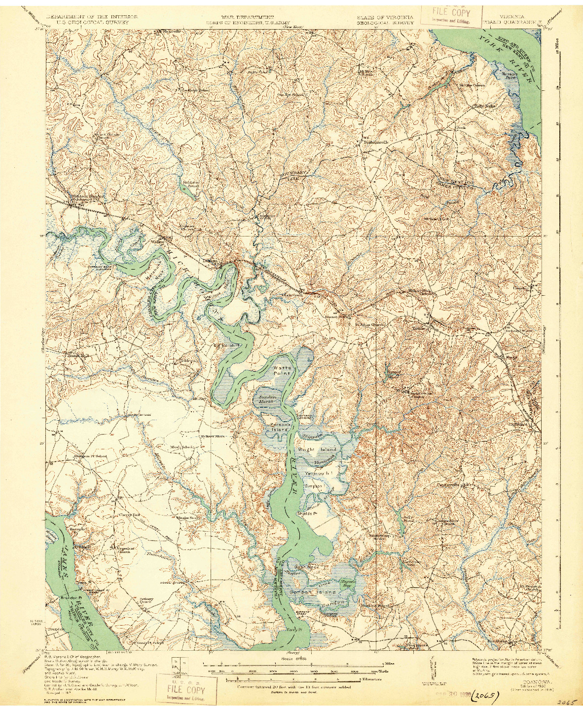 USGS 1:62500-SCALE QUADRANGLE FOR TOANO, VA 1918