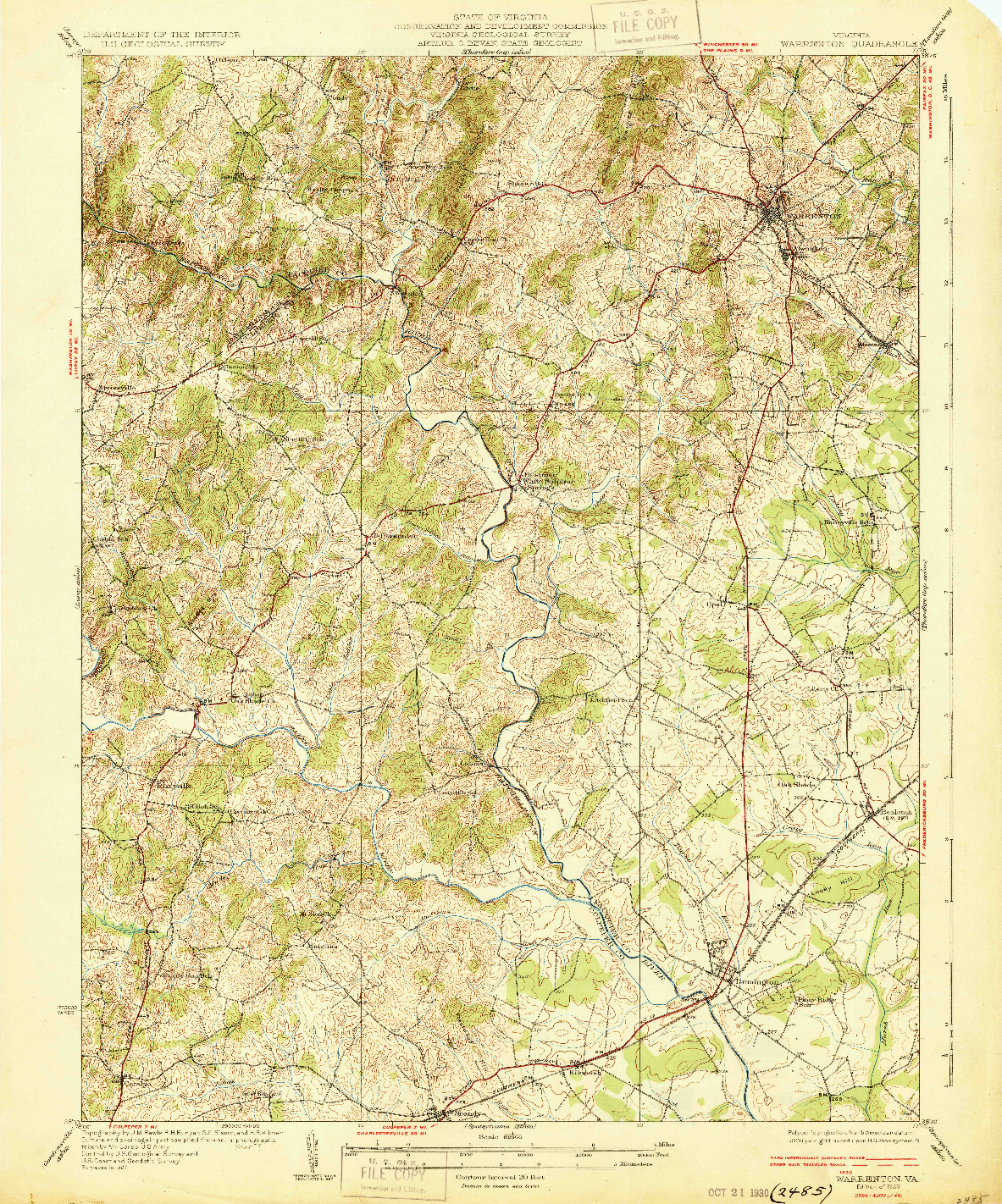 USGS 1:62500-SCALE QUADRANGLE FOR WARRENTON, VA 1930