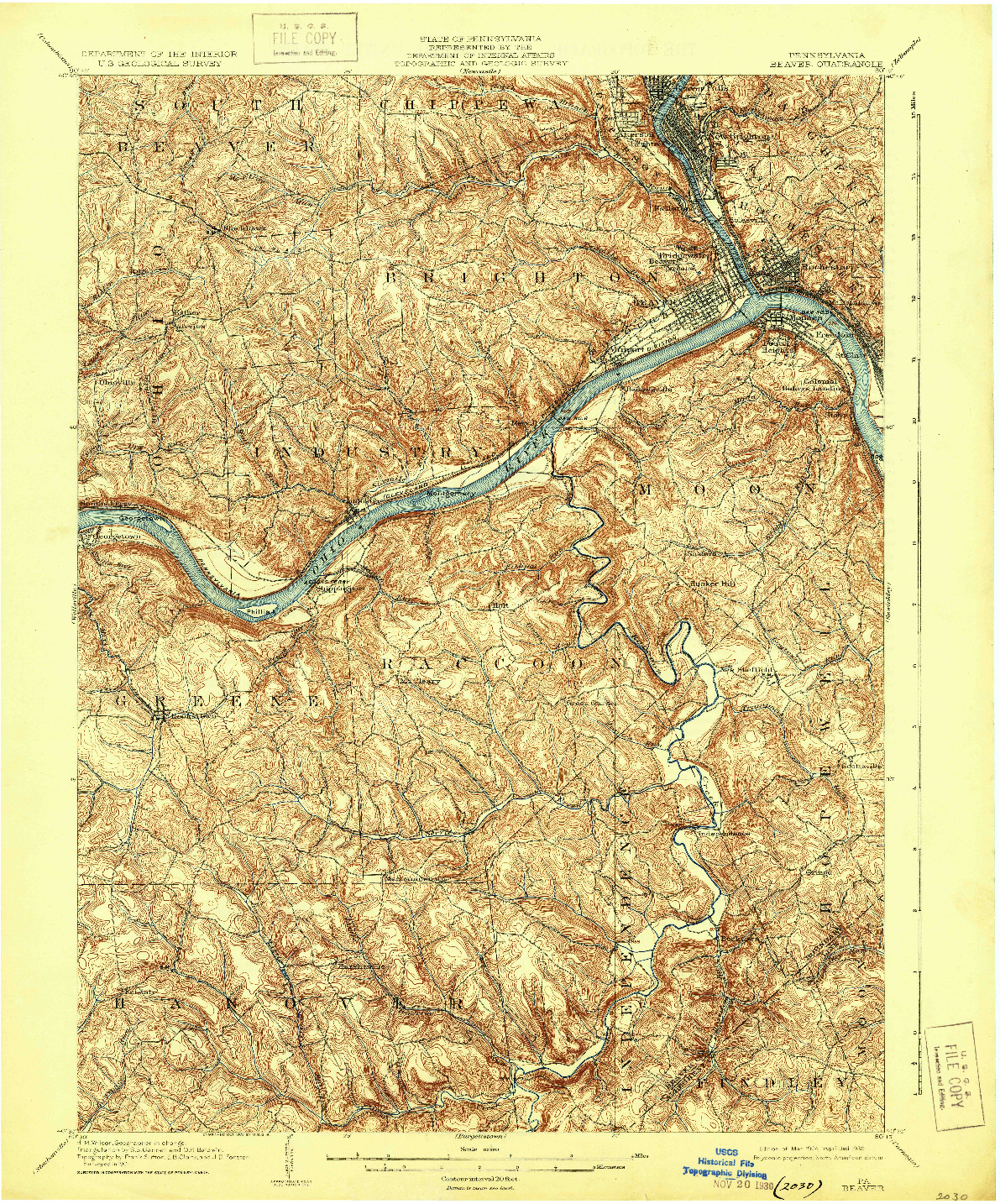 USGS 1:62500-SCALE QUADRANGLE FOR BEAVER, PA 1904