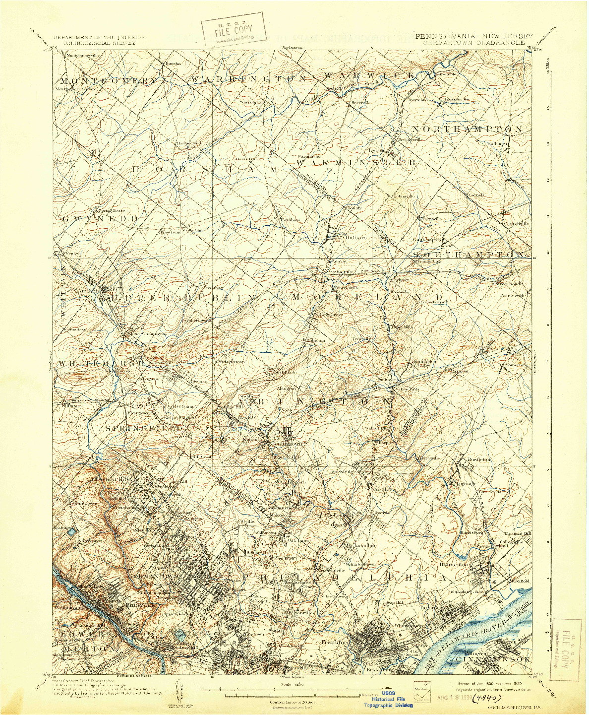 USGS 1:62500-SCALE QUADRANGLE FOR GERMANTOWN, PA 1899