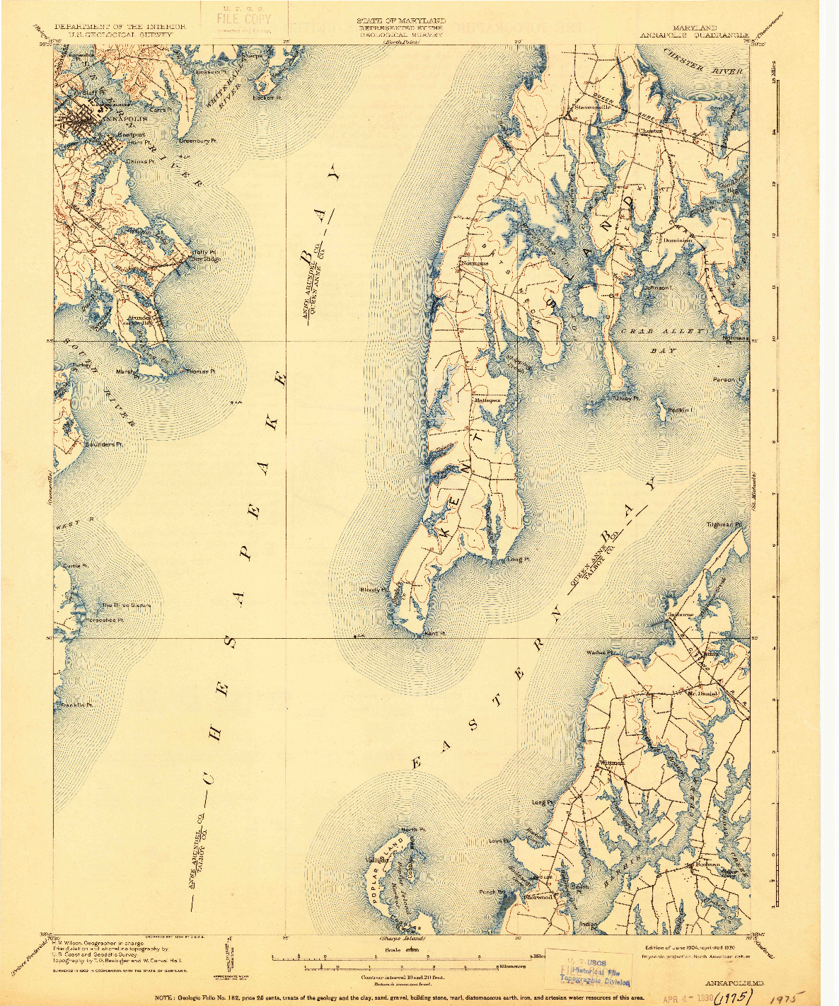 USGS 1:62500-SCALE QUADRANGLE FOR ANNAPOLIS, MD 1904