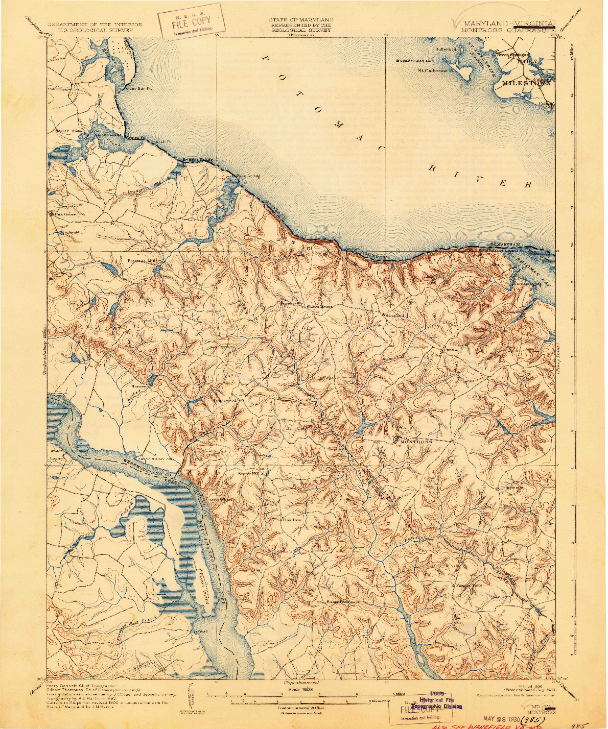 USGS 1:62500-SCALE QUADRANGLE FOR MONTROSS, MD 1892