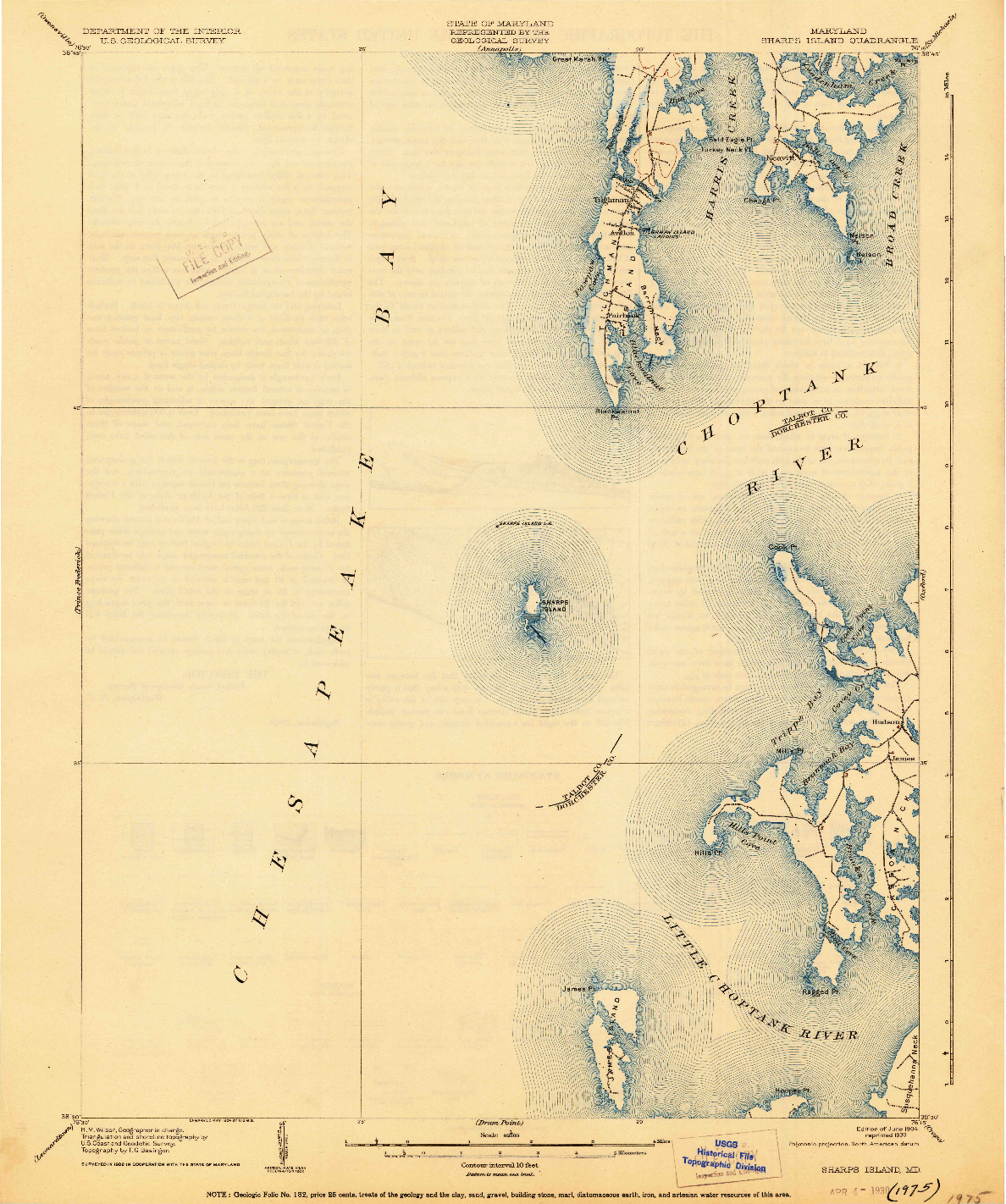 USGS 1:62500-SCALE QUADRANGLE FOR SHARPS ISLAND, MD 1904