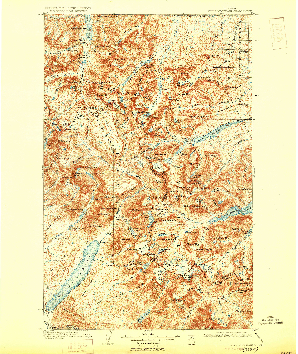 USGS 1:125000-SCALE QUADRANGLE FOR CHIEF MOUNTAIN, MT 1904