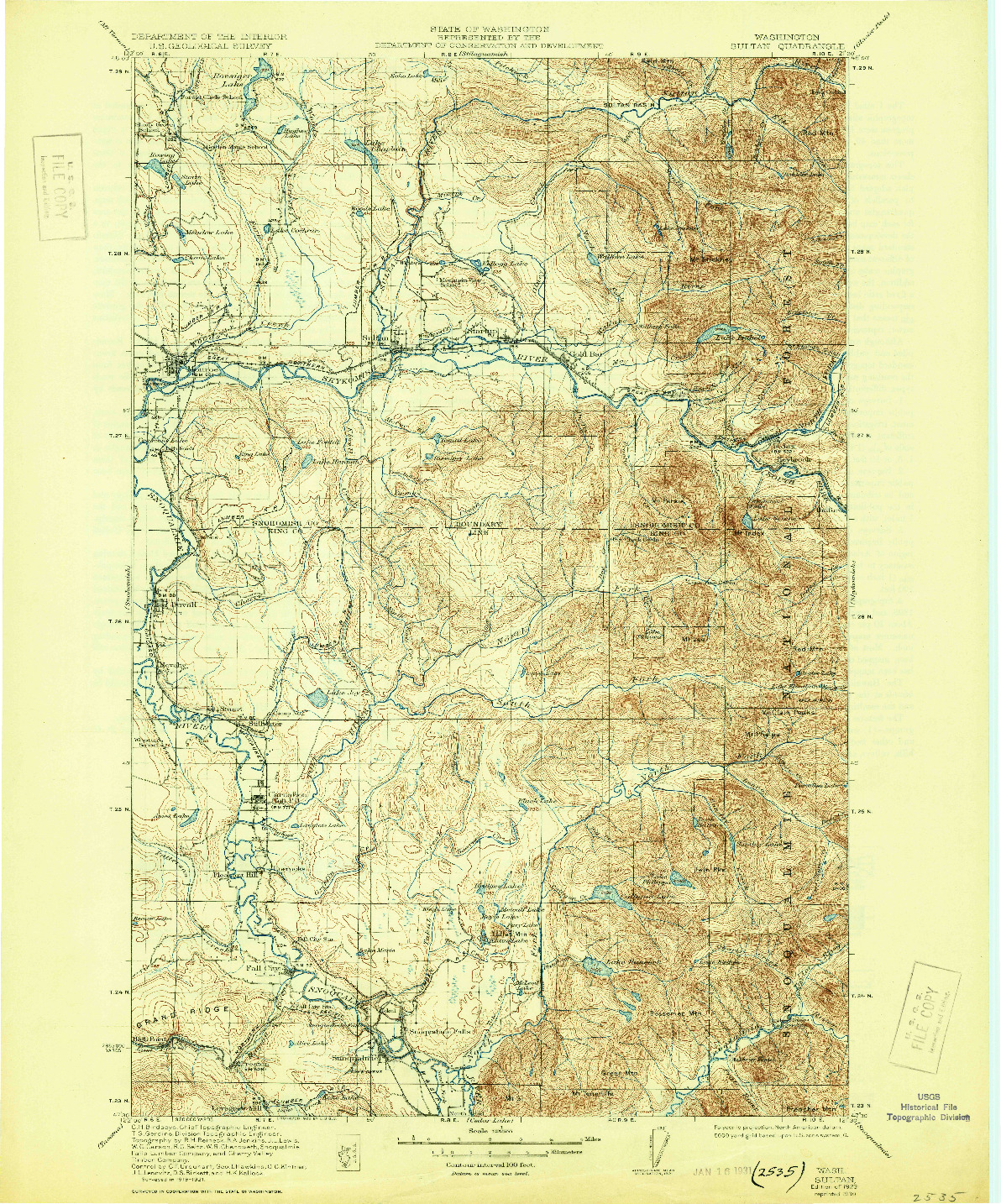 USGS 1:125000-SCALE QUADRANGLE FOR SULTAN, WA 1923