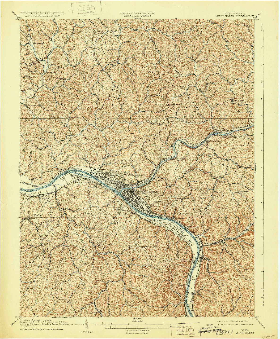 USGS 1:62500-SCALE QUADRANGLE FOR CHARLESTON, WV 1909