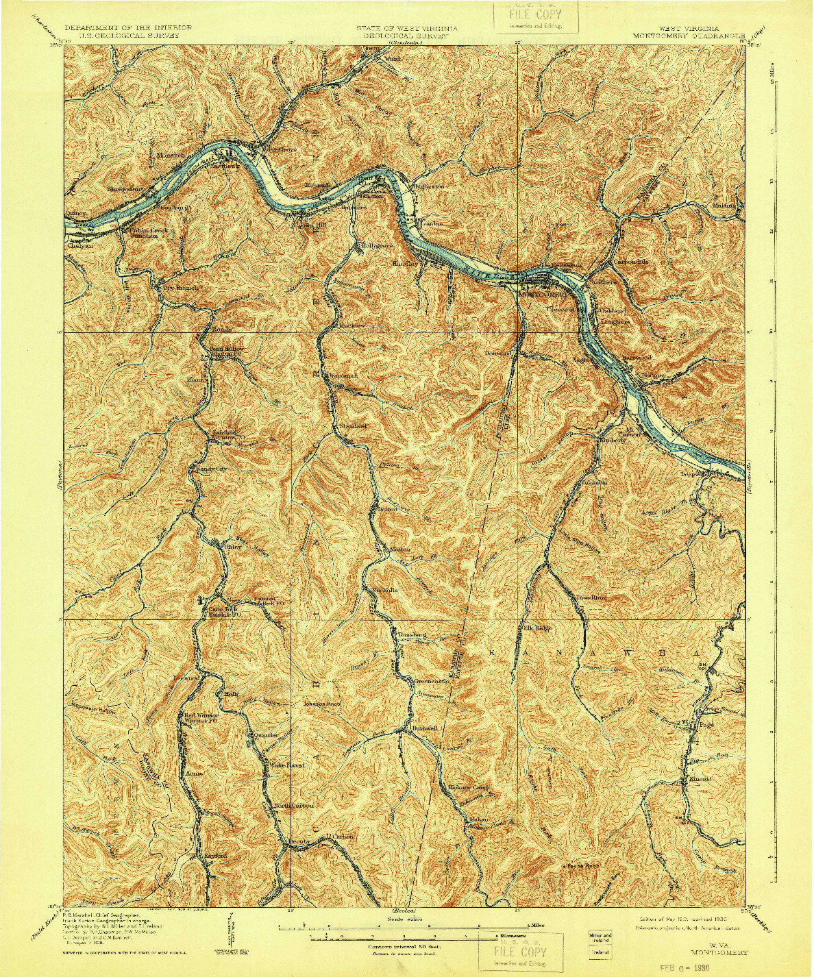 USGS 1:62500-SCALE QUADRANGLE FOR MONTGOMERY, WV 1910