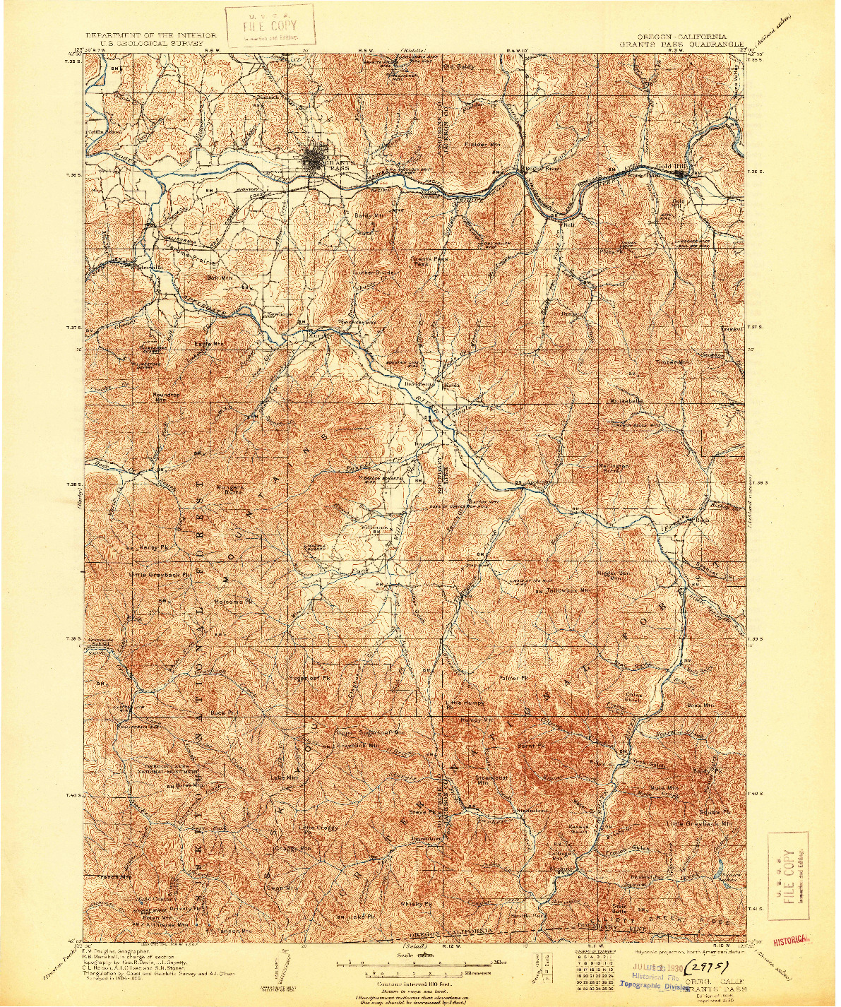 USGS 1:125000-SCALE QUADRANGLE FOR GRANTS PASS, OR 1908