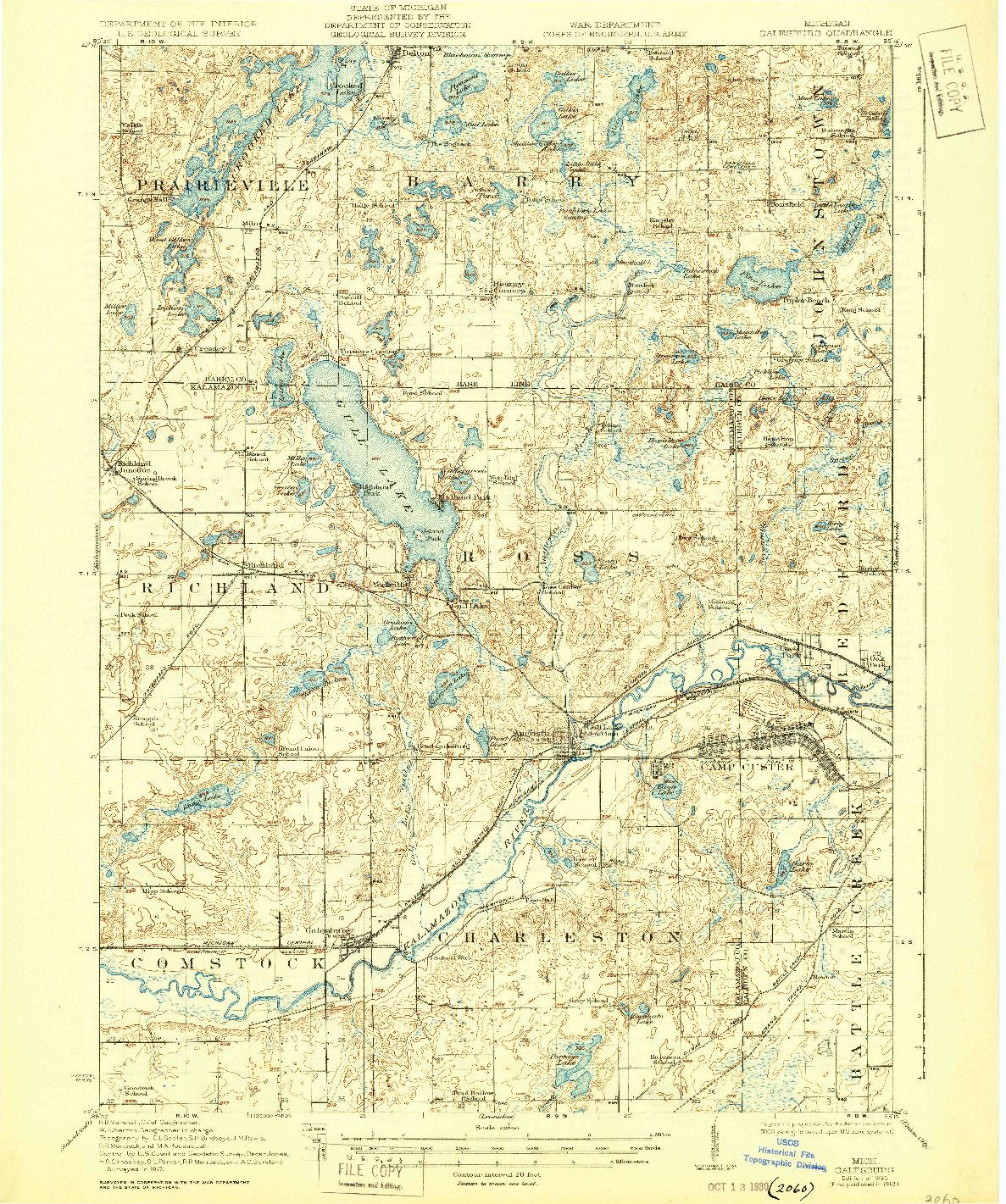 USGS 1:62500-SCALE QUADRANGLE FOR GALESBURG, MI 1918