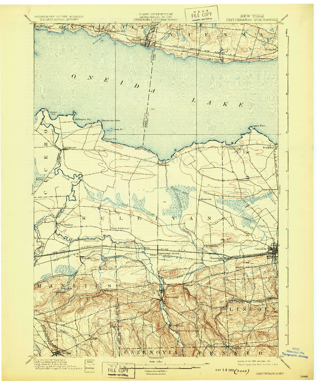 USGS 1:62500-SCALE QUADRANGLE FOR CHITTENANGO, NY 1902