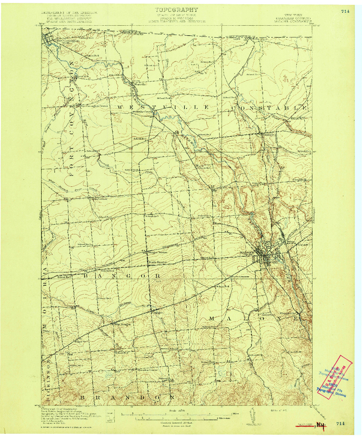 USGS 1:62500-SCALE QUADRANGLE FOR MALONE, NY 1917