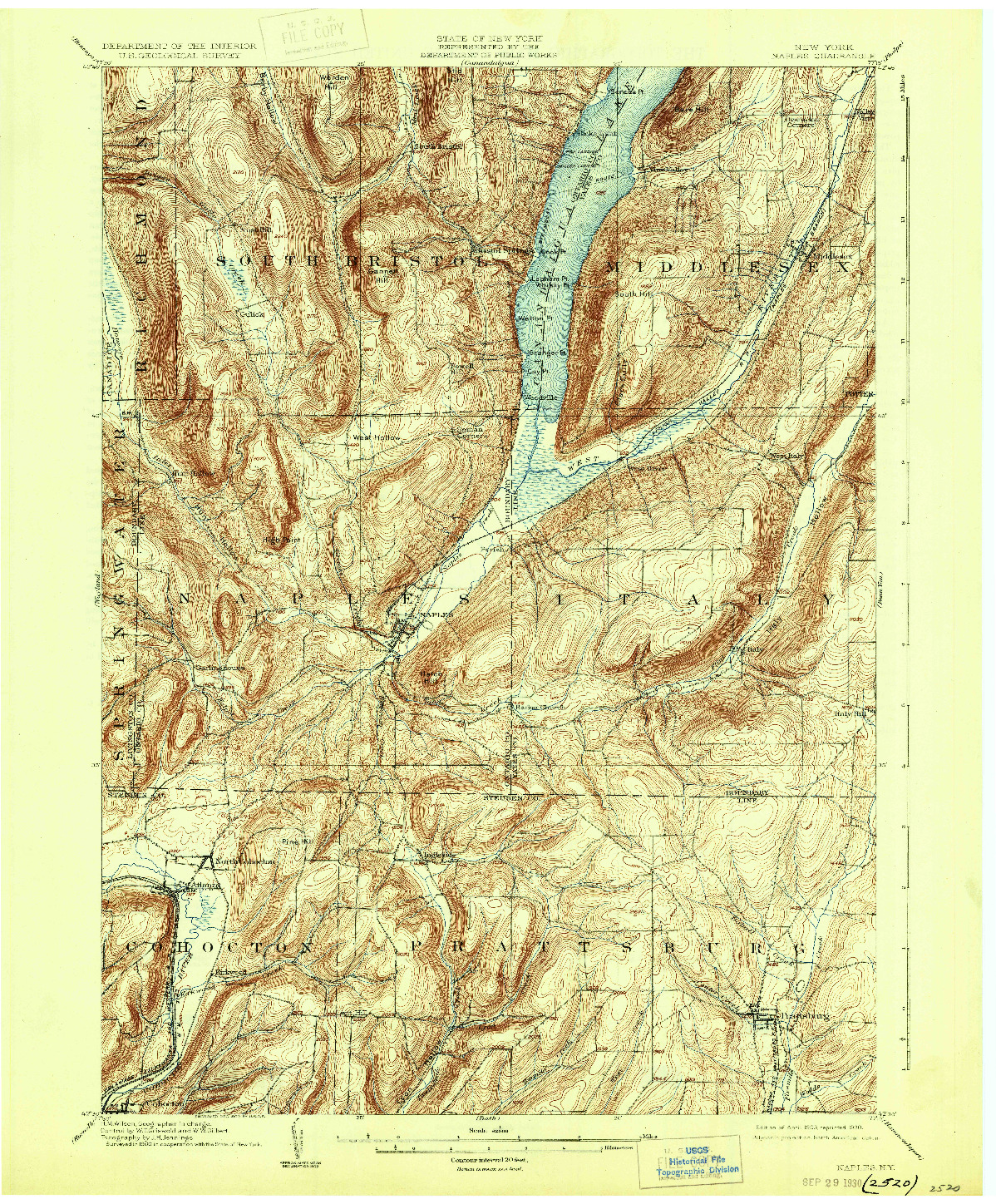 USGS 1:62500-SCALE QUADRANGLE FOR NAPLES, NY 1903