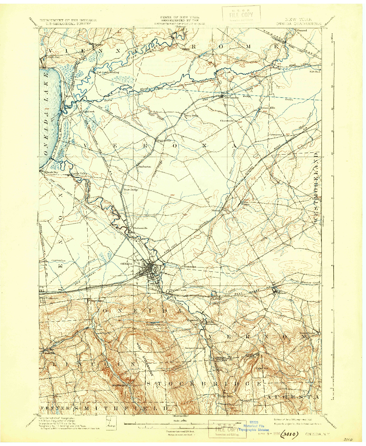 USGS 1:62500-SCALE QUADRANGLE FOR ONEIDA, NY 1902