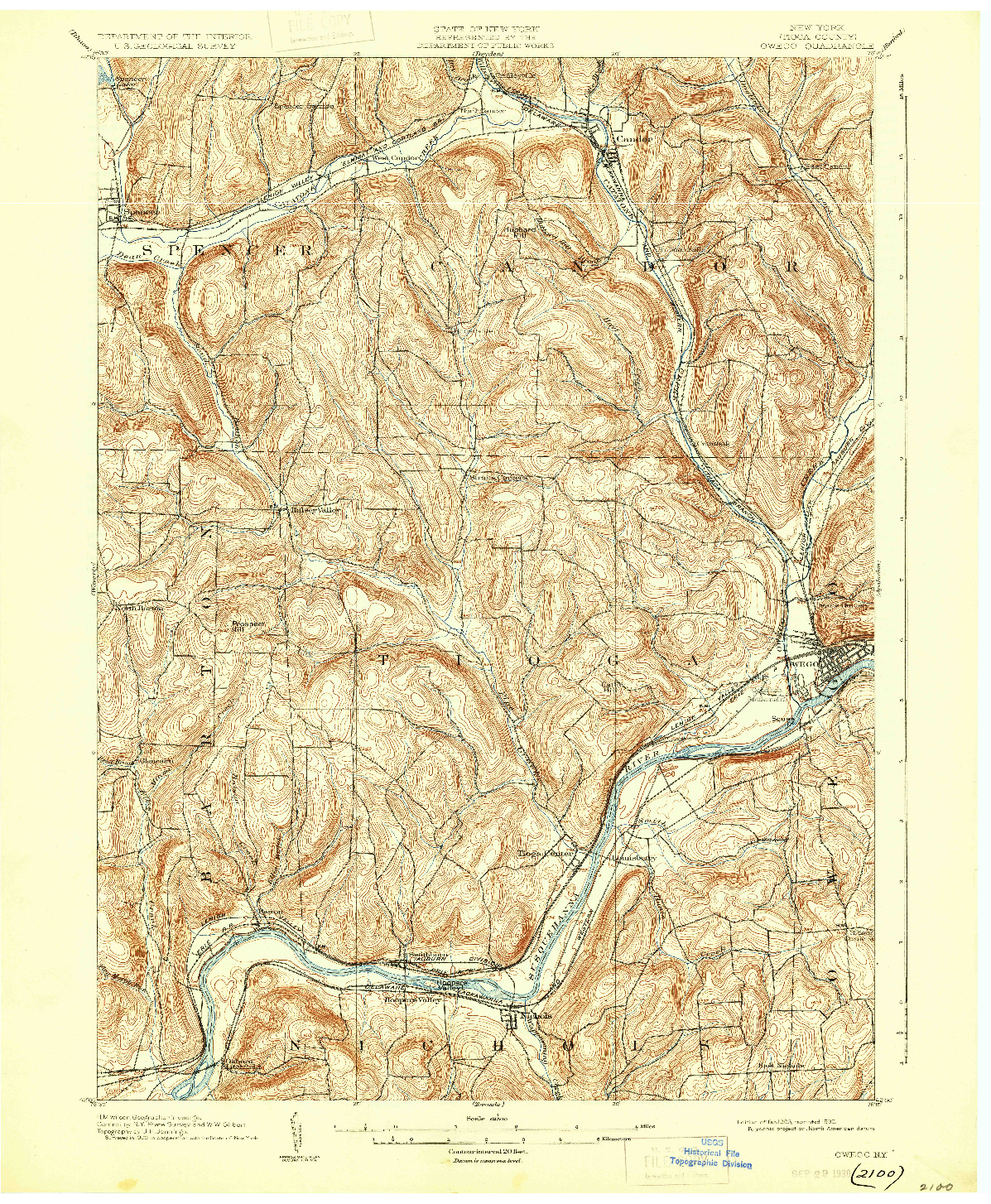 USGS 1:62500-SCALE QUADRANGLE FOR OWEGO, NY 1903