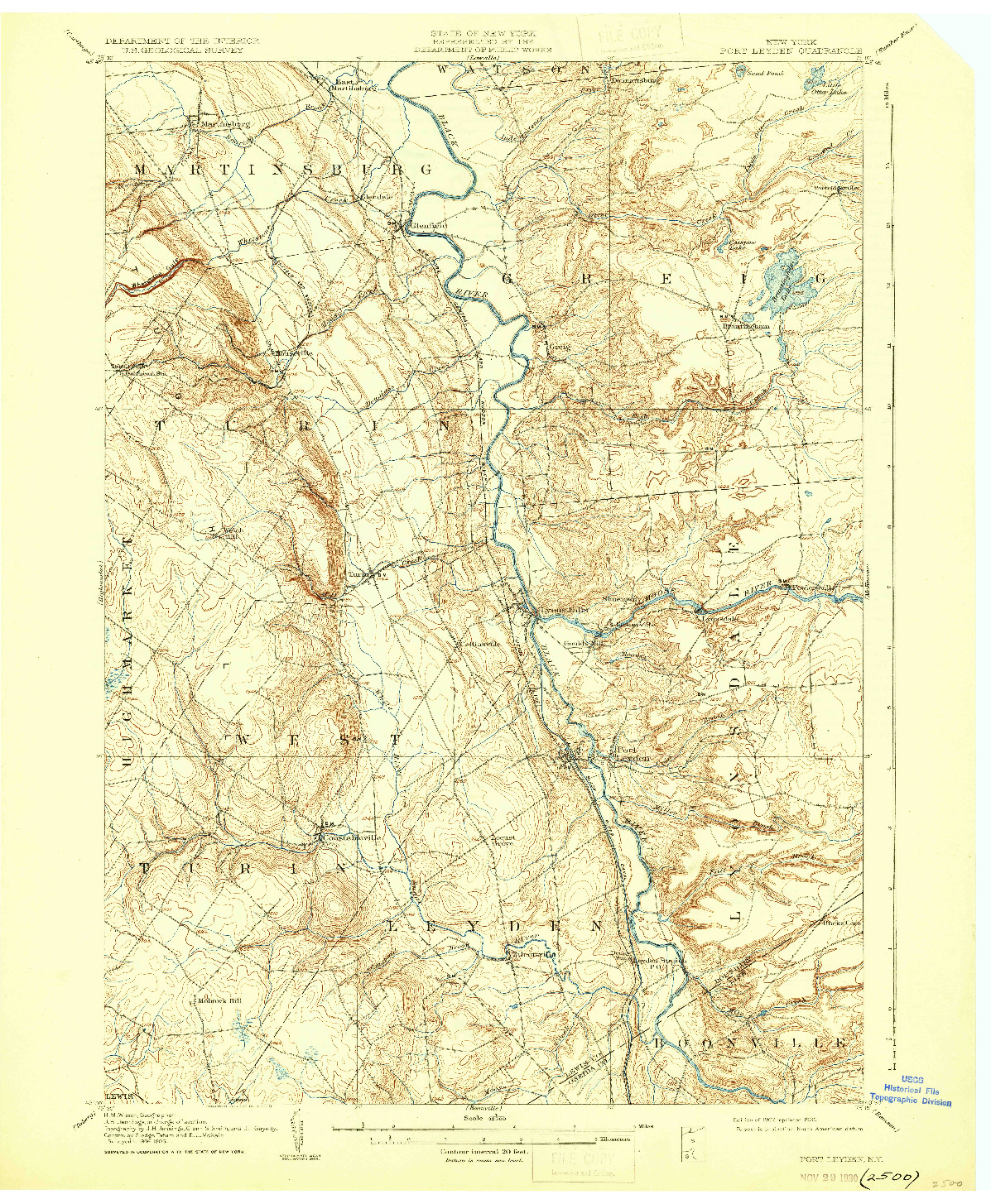 USGS 1:62500-SCALE QUADRANGLE FOR PORT LEYDEN, NY 1907