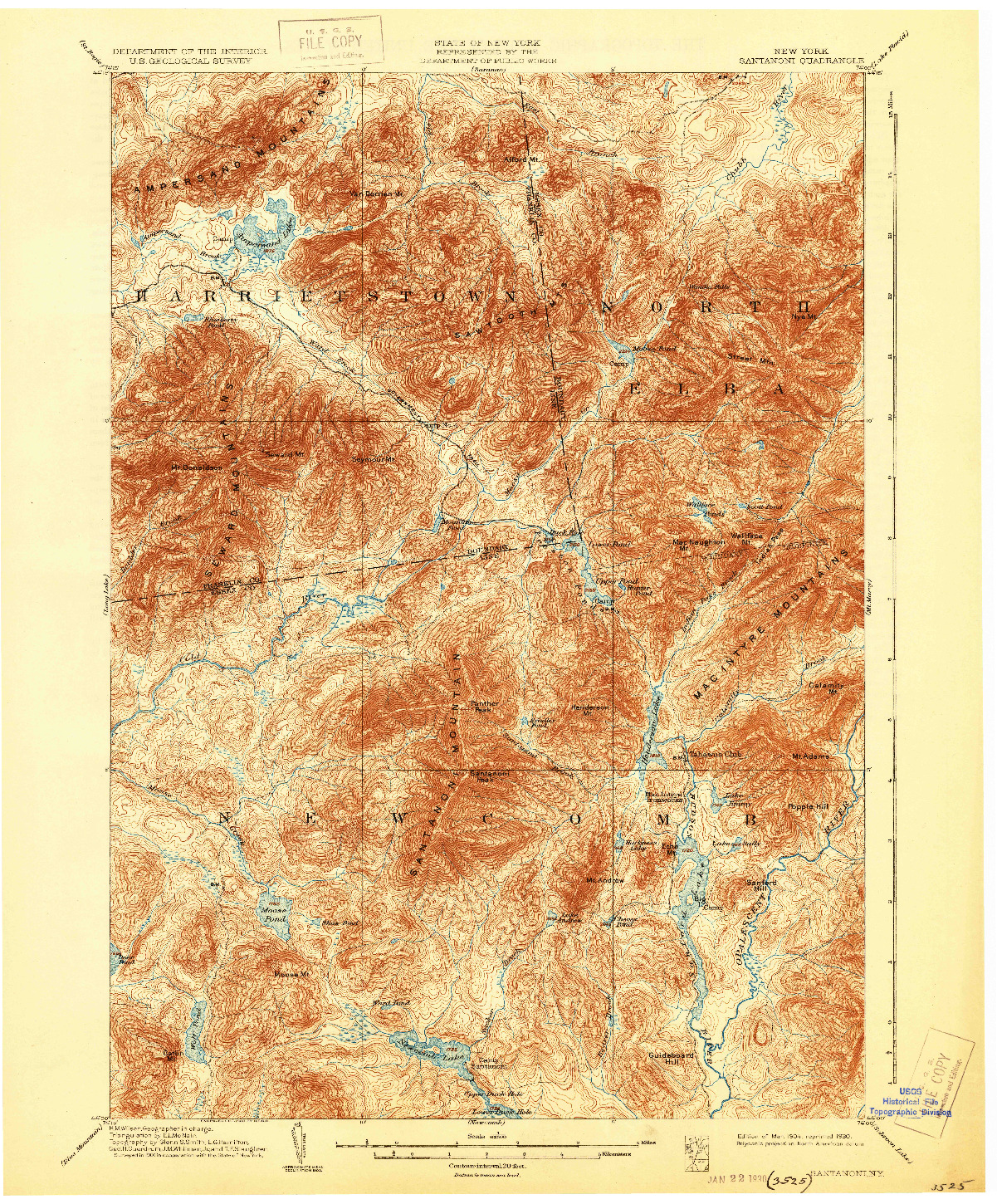 USGS 1:62500-SCALE QUADRANGLE FOR SANTANONI, NY 1904