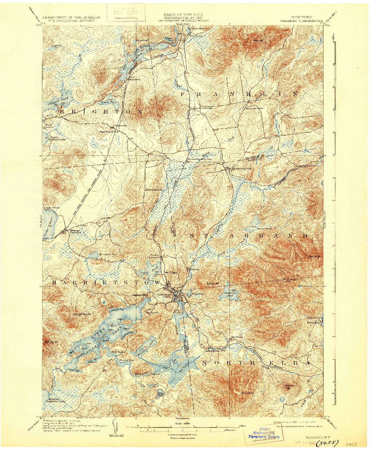 USGS 1:62500-SCALE QUADRANGLE FOR SARANAC, NY 1904