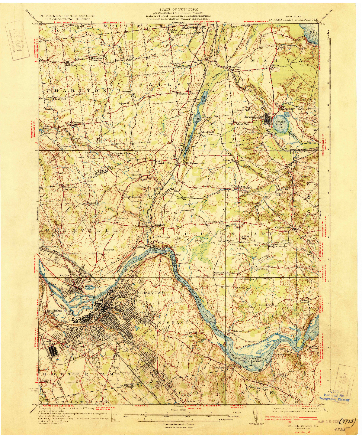 USGS 1:62500-SCALE QUADRANGLE FOR SCHENECTADY, NY 1930