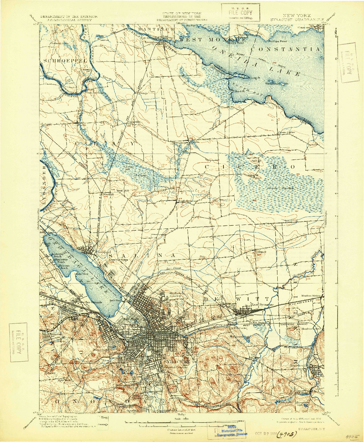 USGS 1:62500-SCALE QUADRANGLE FOR SYRACUSE, NY 1898