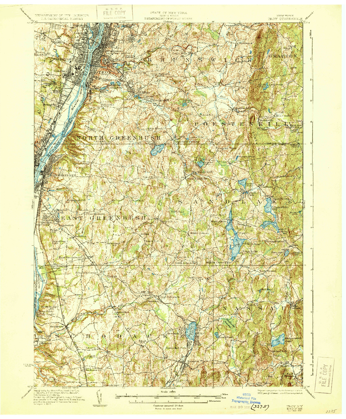 USGS 1:62500-SCALE QUADRANGLE FOR TROY, NY 1928