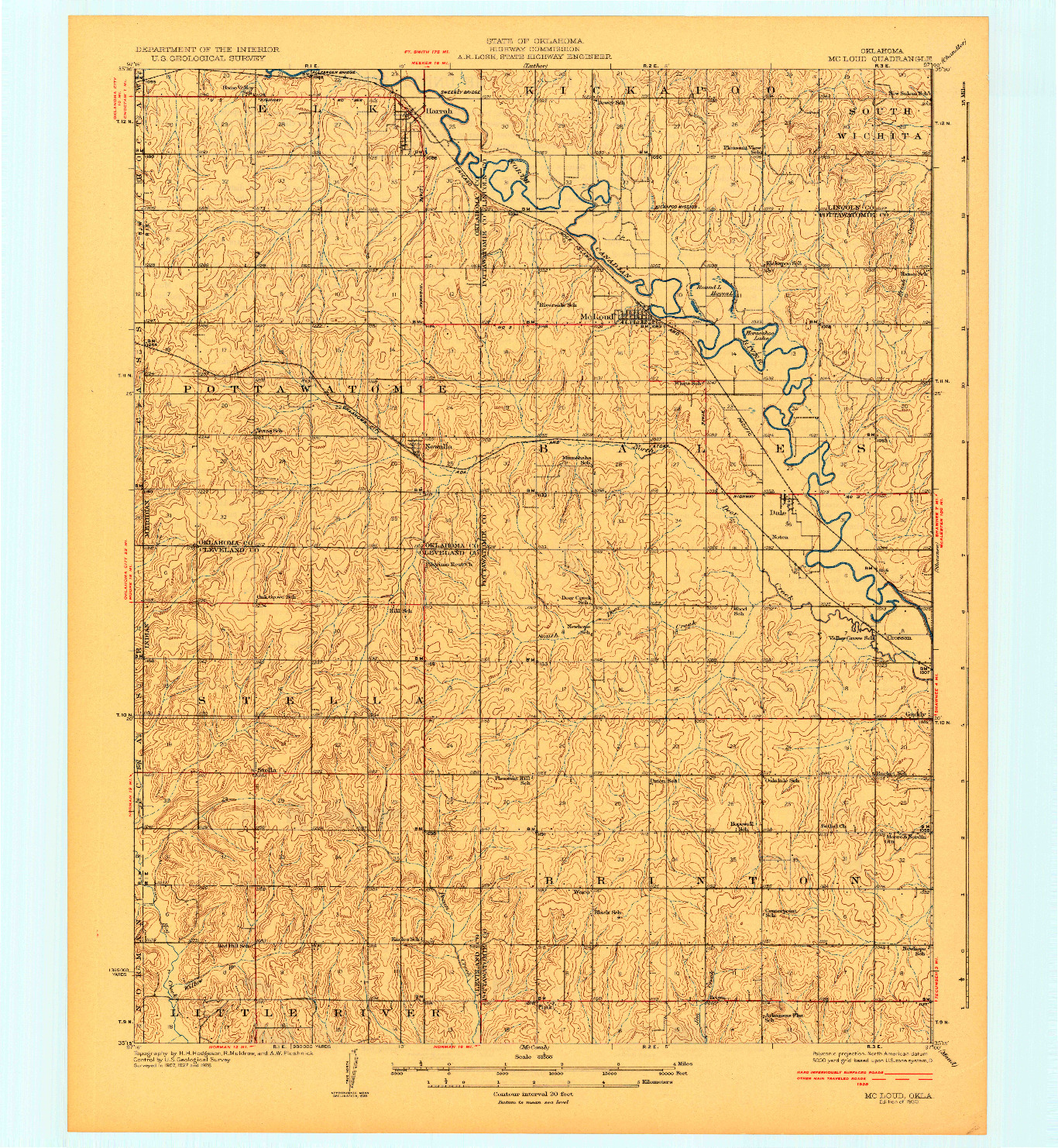 USGS 1:62500-SCALE QUADRANGLE FOR MCLOUD, OK 1930