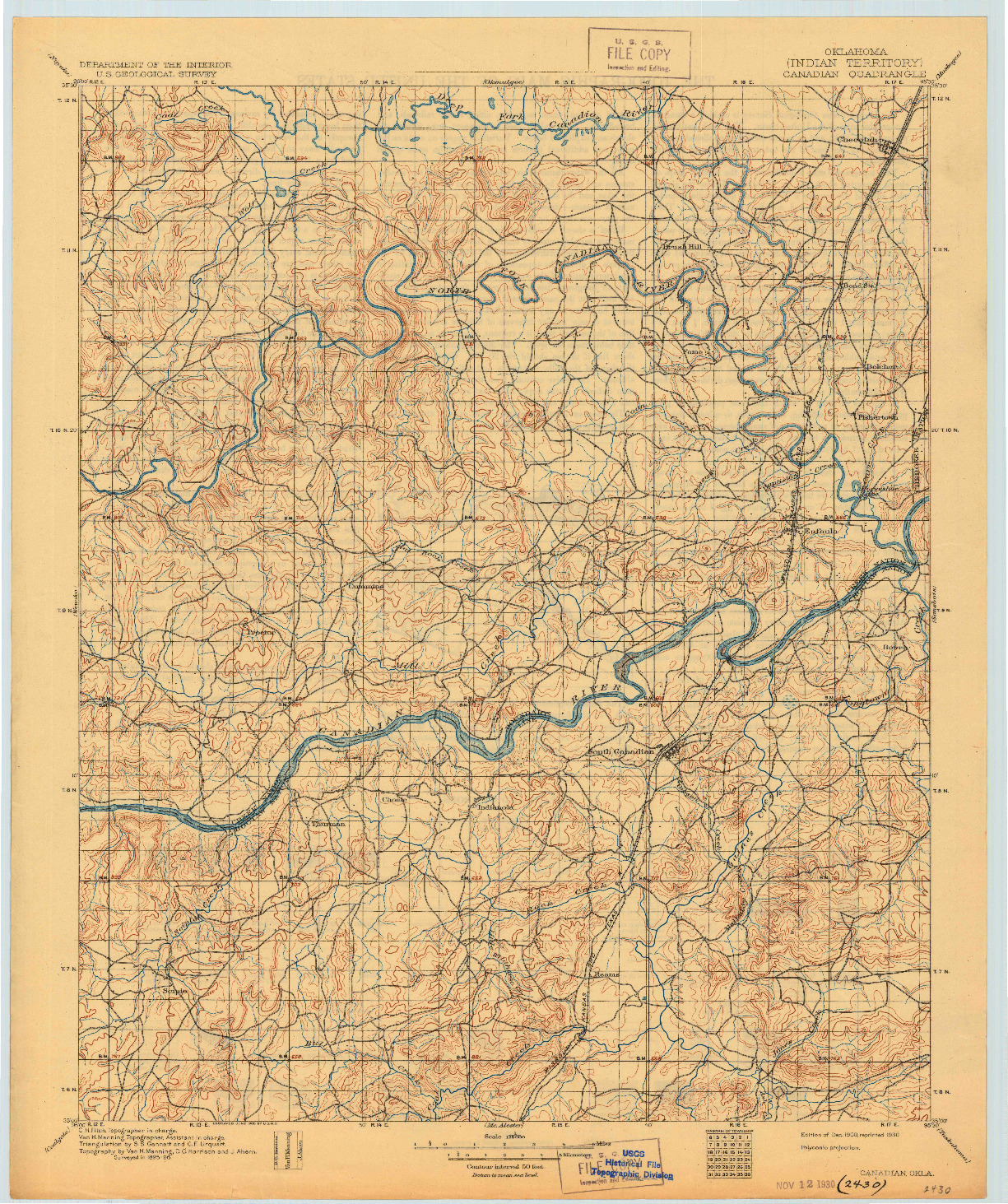 USGS 1:125000-SCALE QUADRANGLE FOR CANADIAN, OK 1900