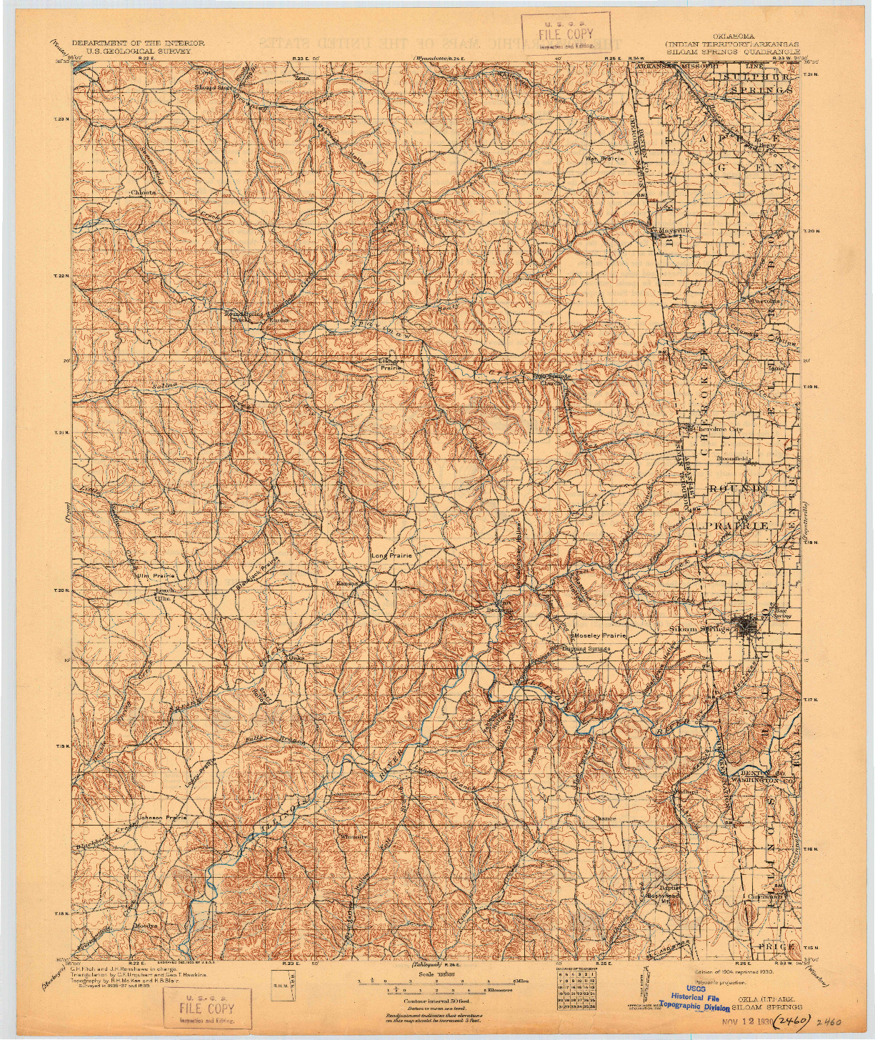 USGS 1:125000-SCALE QUADRANGLE FOR SILOAM SPRINGS, OK 1904