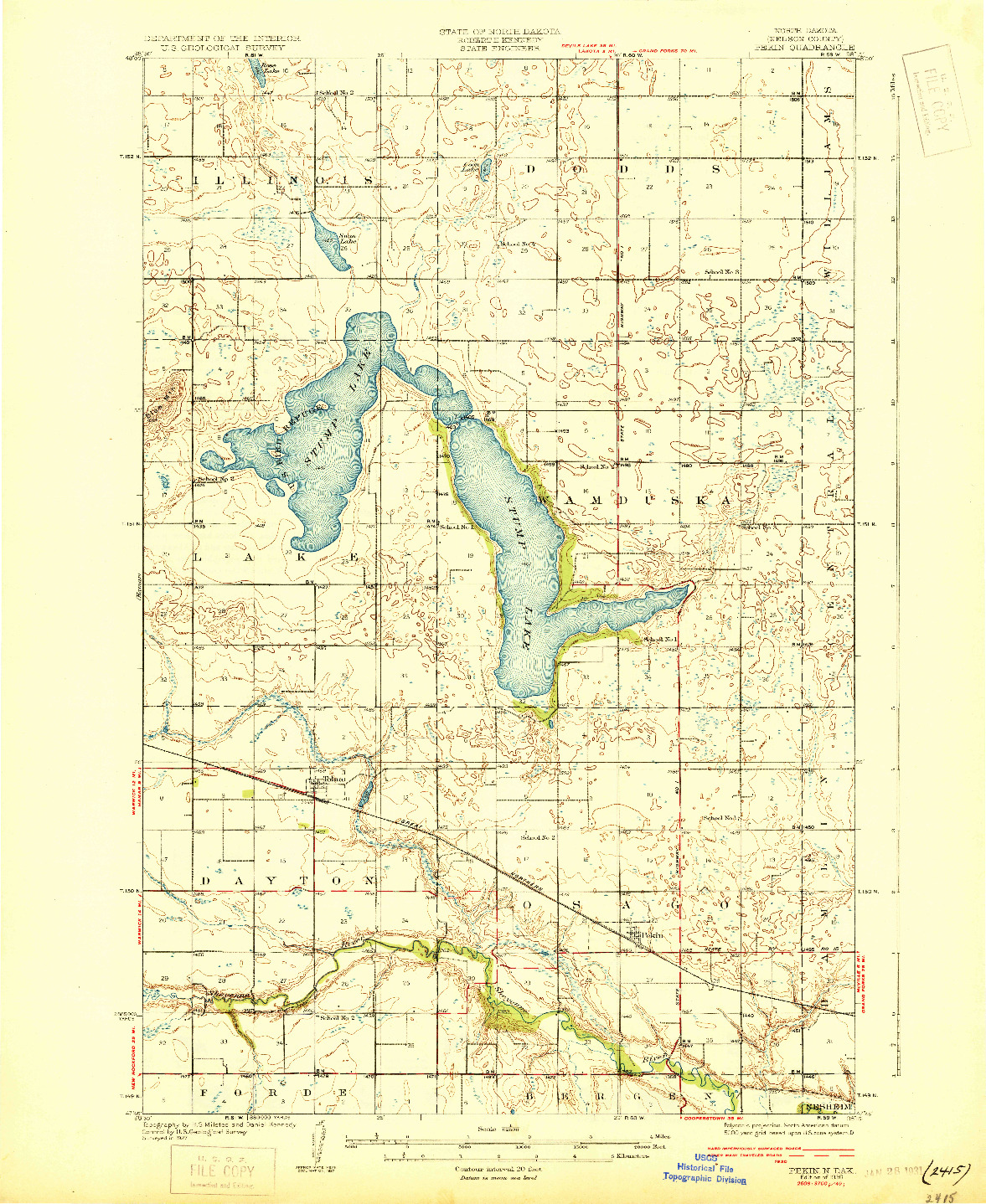 USGS 1:62500-SCALE QUADRANGLE FOR PEKIN, ND 1930