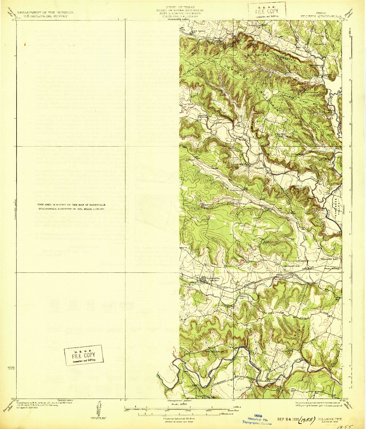 USGS 1:62500-SCALE QUADRANGLE FOR KILLEEN, TX 1930