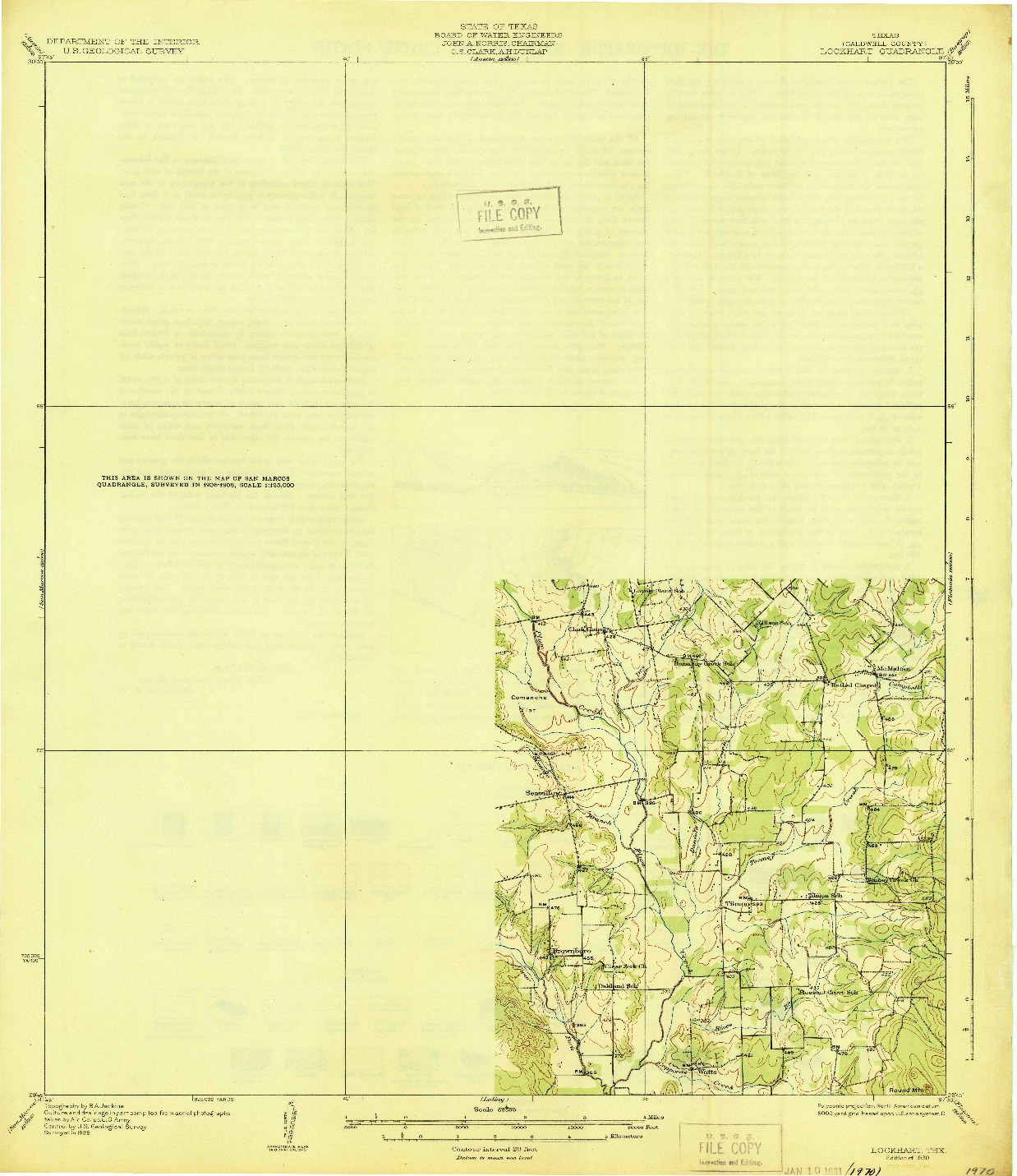 USGS 1:62500-SCALE QUADRANGLE FOR LOCKHART, TX 1930