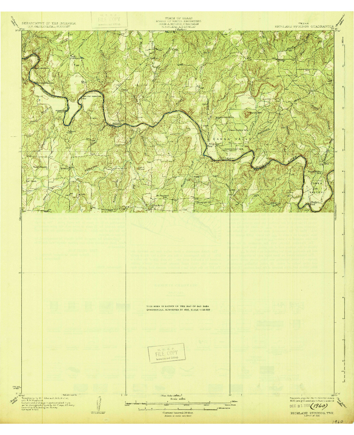 USGS 1:62500-SCALE QUADRANGLE FOR RICHLAND SPRINGS, TX 1930