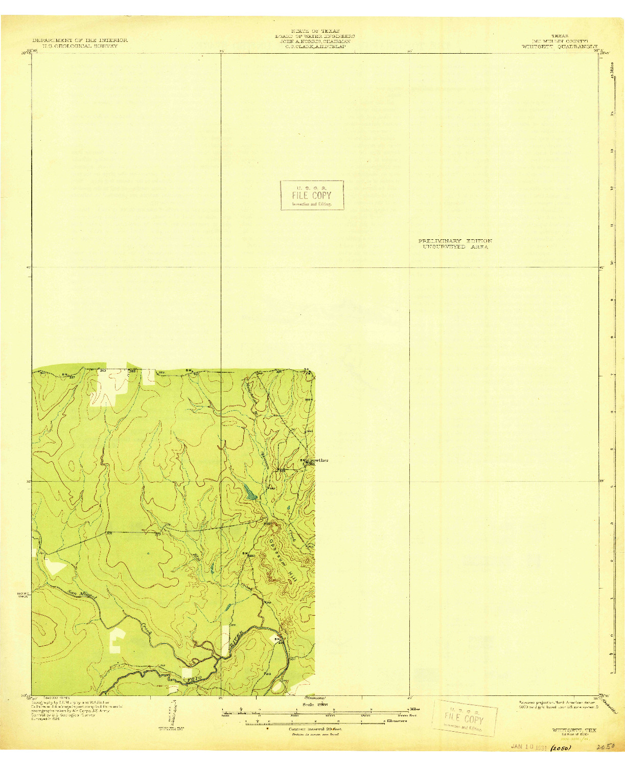 USGS 1:62500-SCALE QUADRANGLE FOR WHITSETT, TX 1930