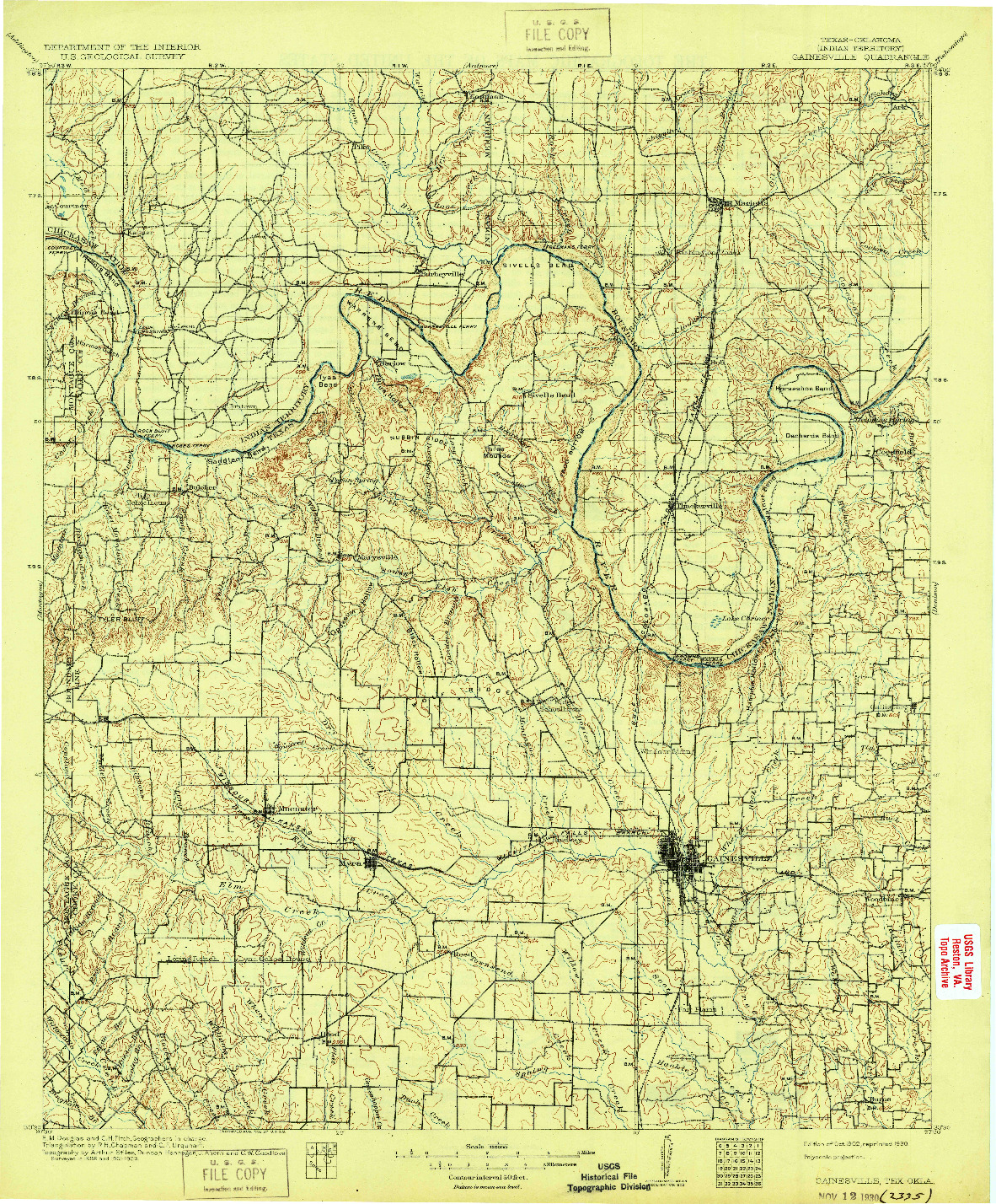 USGS 1:125000-SCALE QUADRANGLE FOR GAINESVILLE, TX 1902