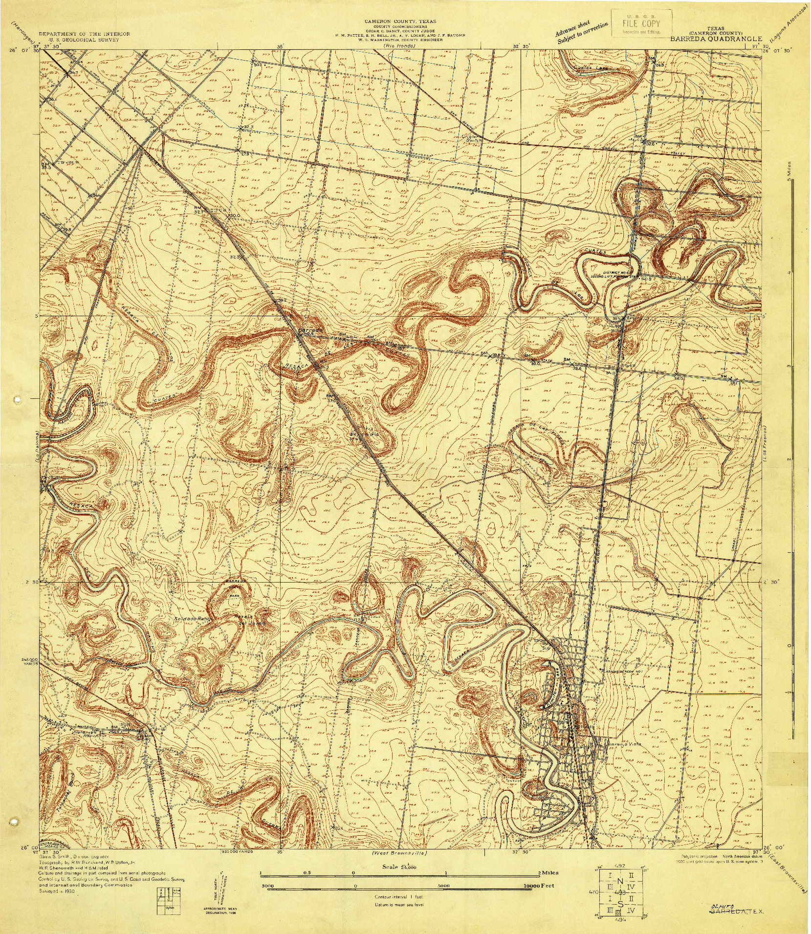 USGS 1:24000-SCALE QUADRANGLE FOR BARREDA, TX 1930