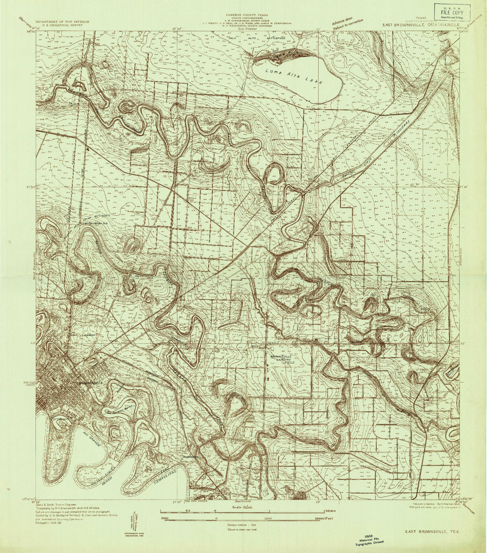 USGS 1:24000-SCALE QUADRANGLE FOR EAST BROWNSVILLE, TX 1930