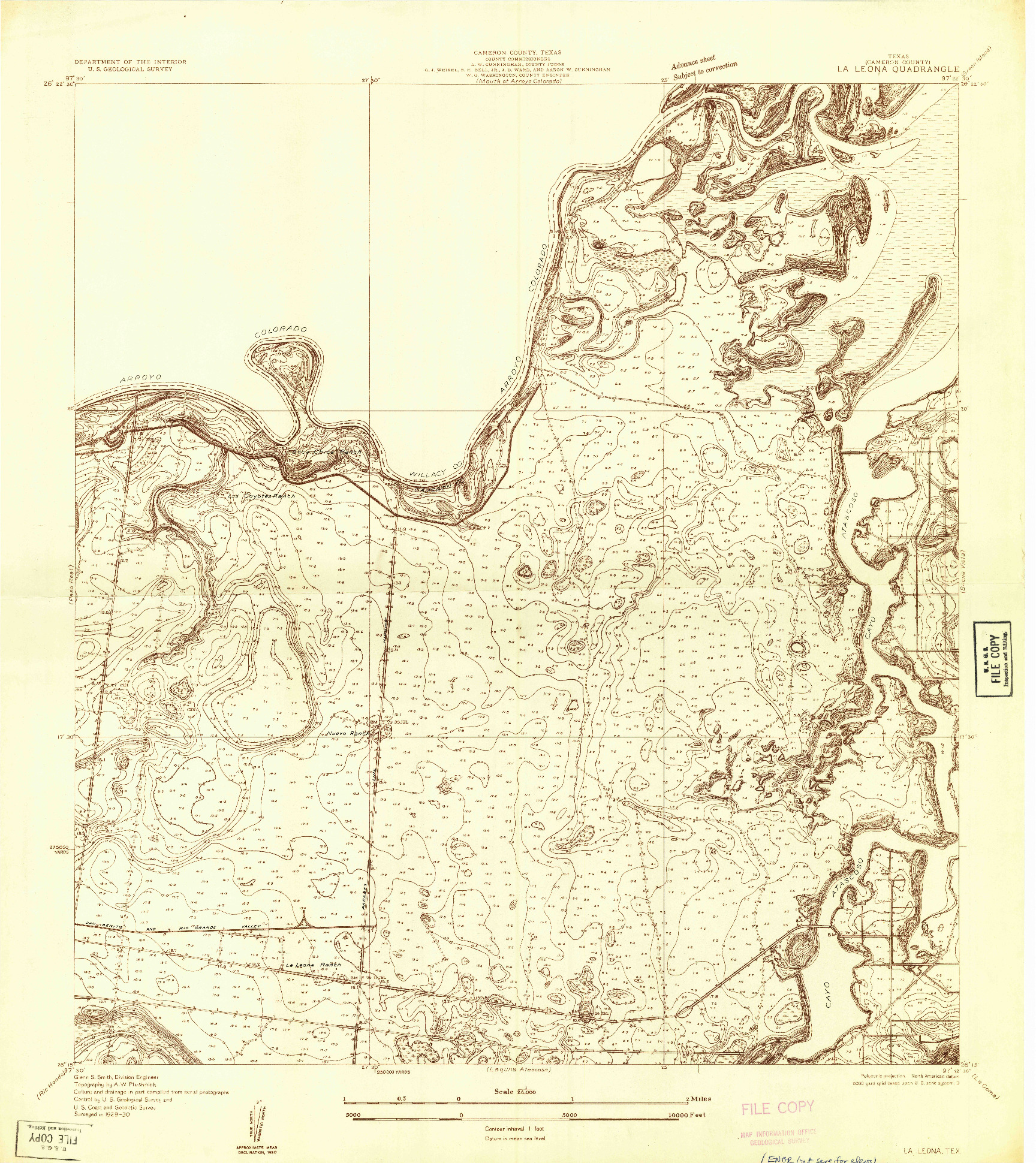 USGS 1:24000-SCALE QUADRANGLE FOR LA LEONA, TX 1930