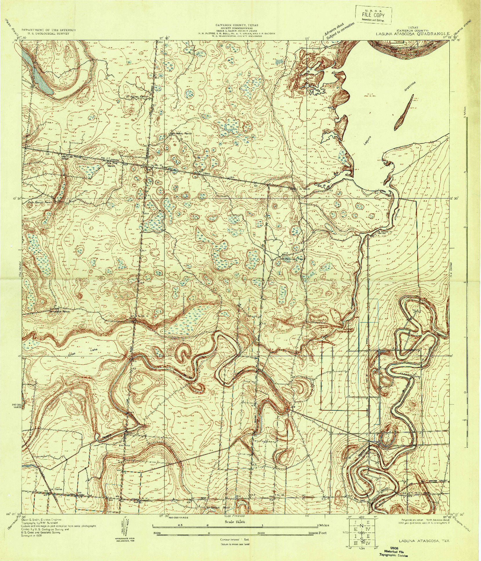 USGS 1:24000-SCALE QUADRANGLE FOR LAGUNA ATASCOSA, TX 1930