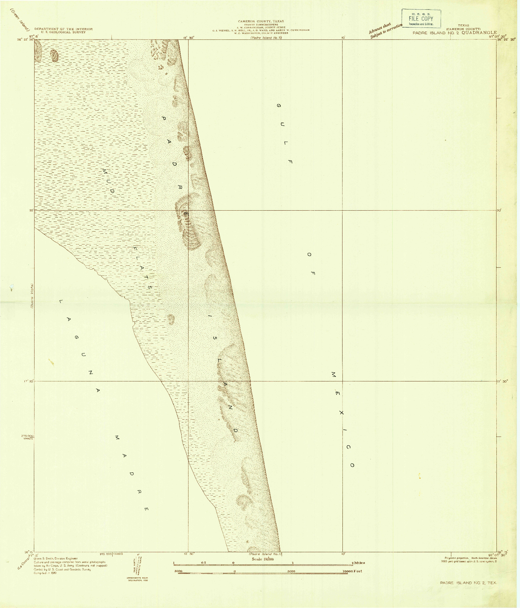 USGS 1:24000-SCALE QUADRANGLE FOR PADRE ISLAND NO. 2, TX 1930