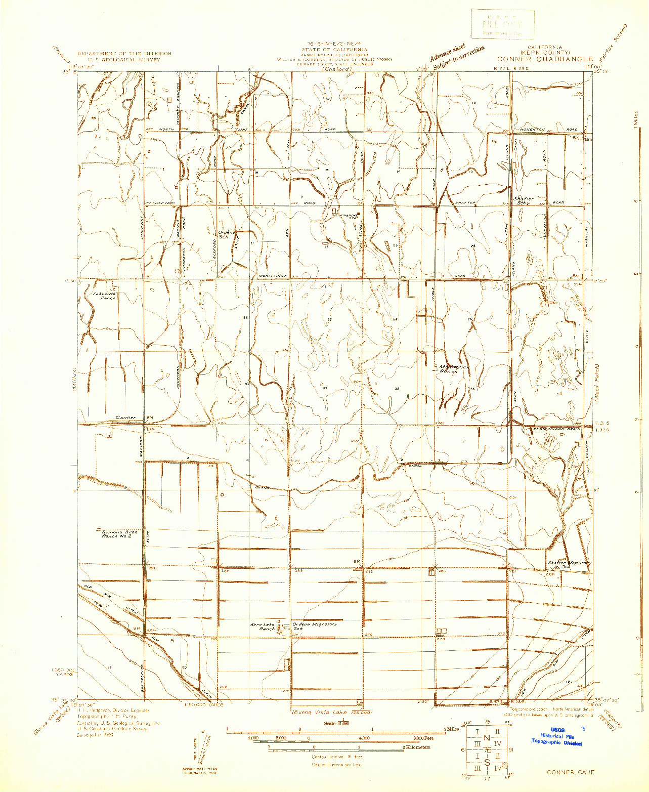 USGS 1:31680-SCALE QUADRANGLE FOR CONNER, CA 1930