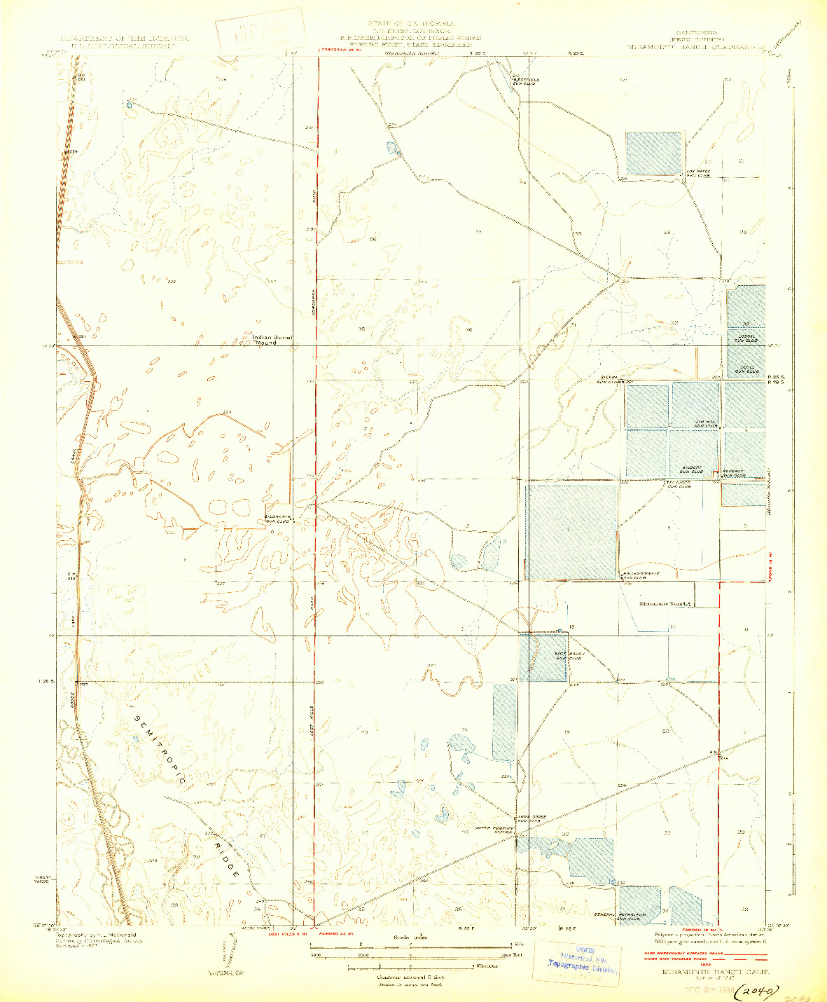 USGS 1:31680-SCALE QUADRANGLE FOR MIRAMONTE RANCH, CA 1930