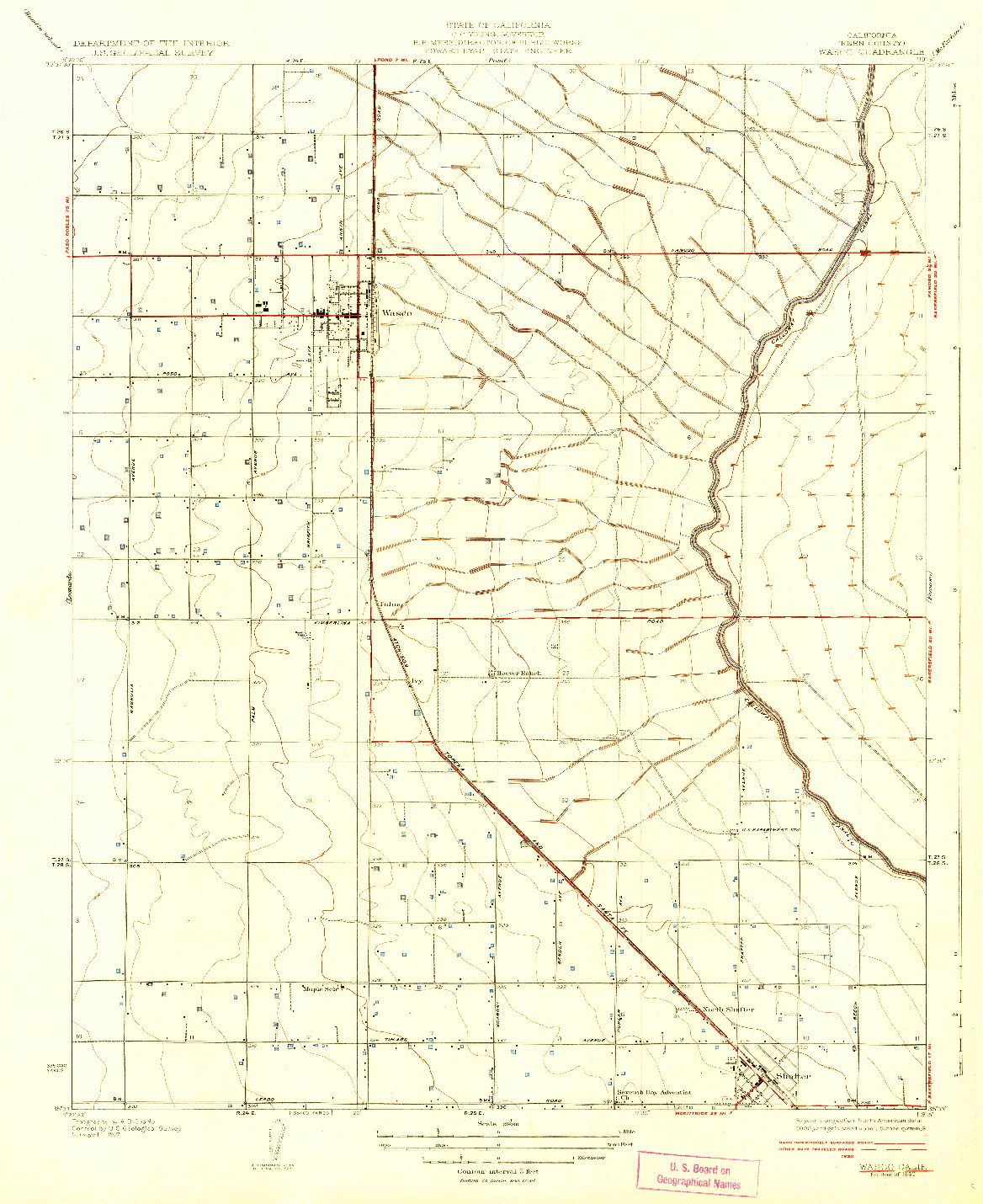 USGS 1:31680-SCALE QUADRANGLE FOR WASCO, CA 1930