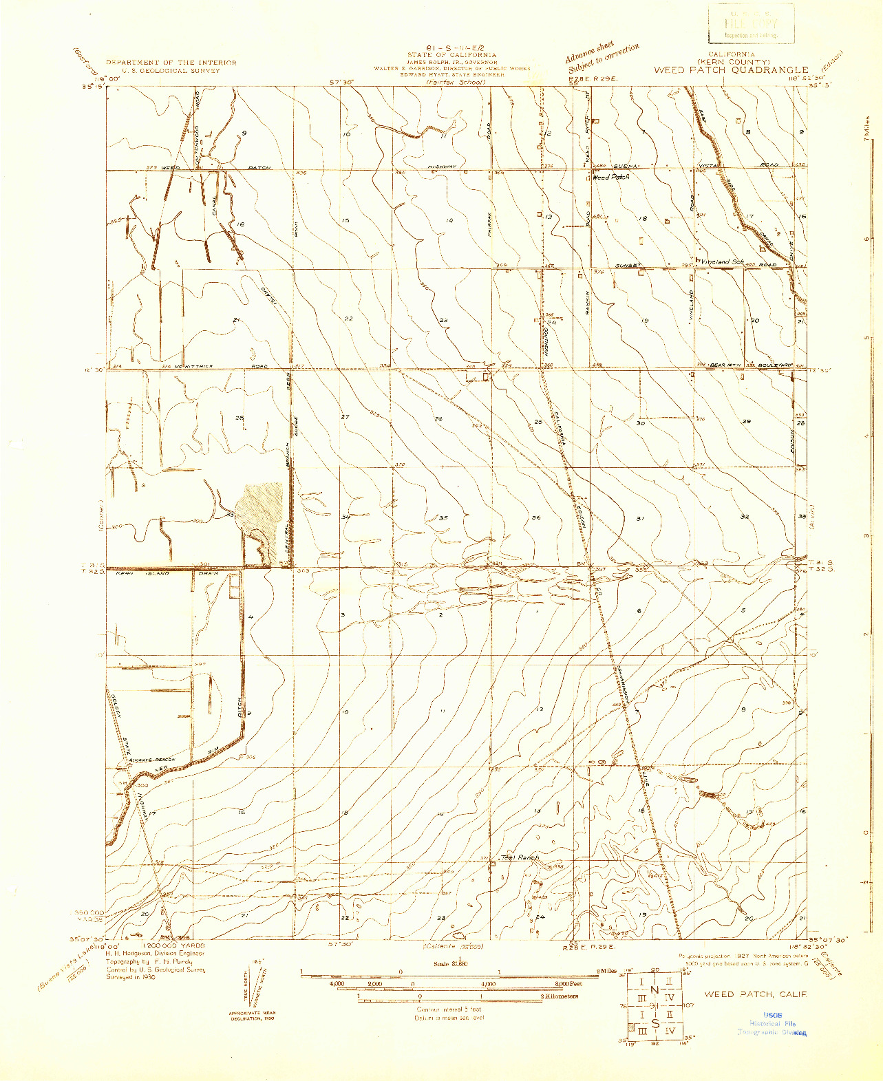 USGS 1:31680-SCALE QUADRANGLE FOR WEED PATCH, CA 1930