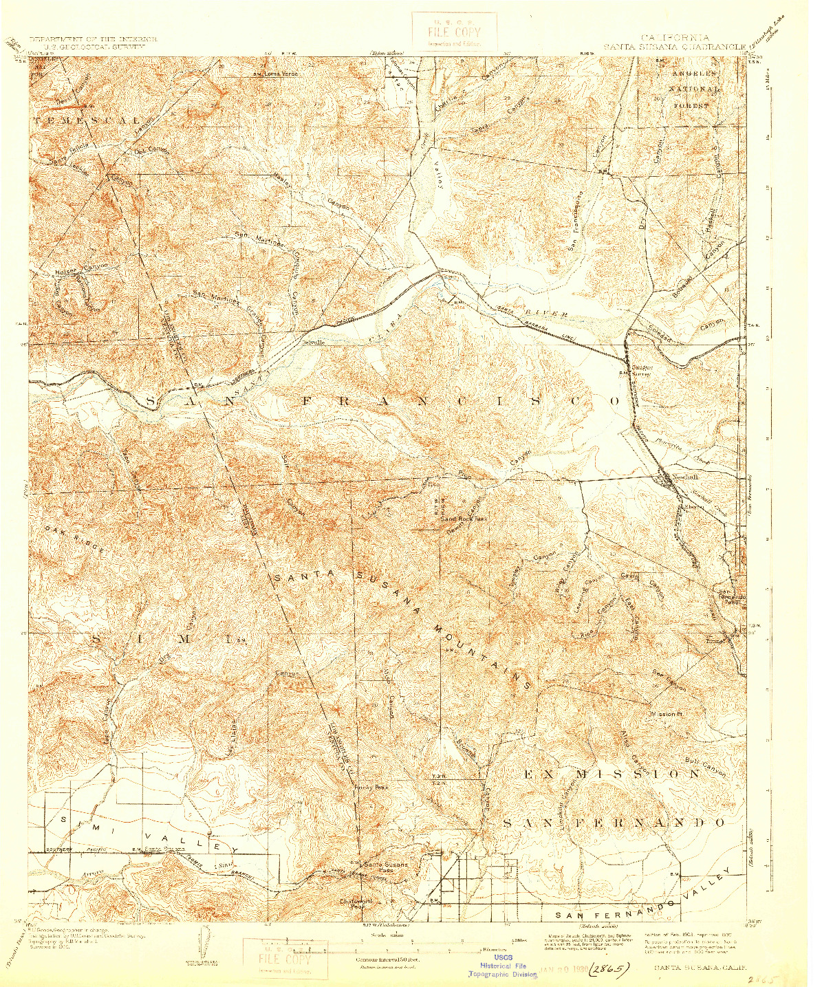 USGS 1:62500-SCALE QUADRANGLE FOR SANTA SUSANA, CA 1903